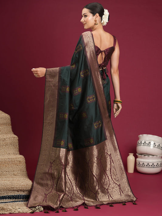 Bottle Green blend Saree - Ressa