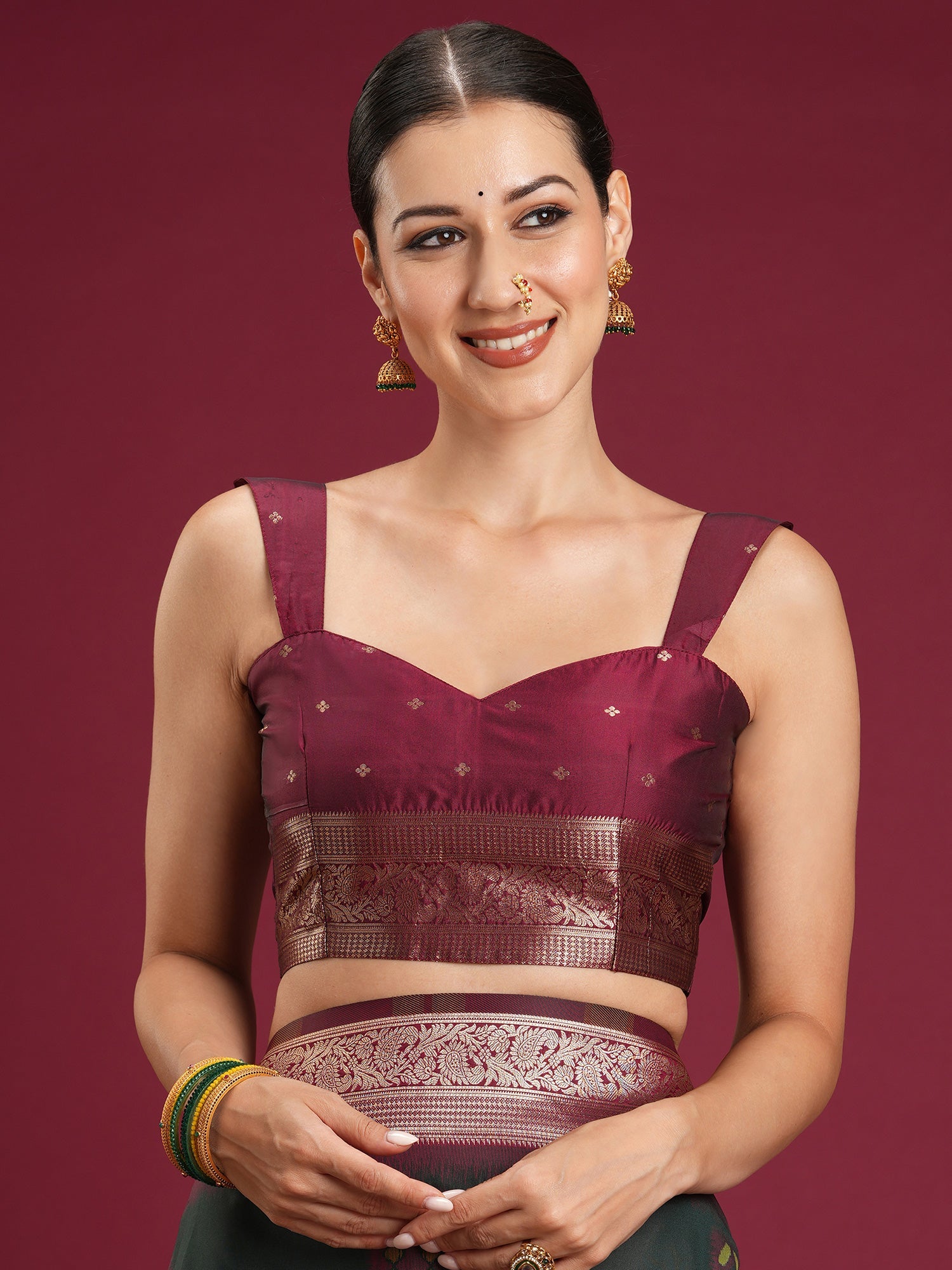 Bottle Green blend Saree - Ressa