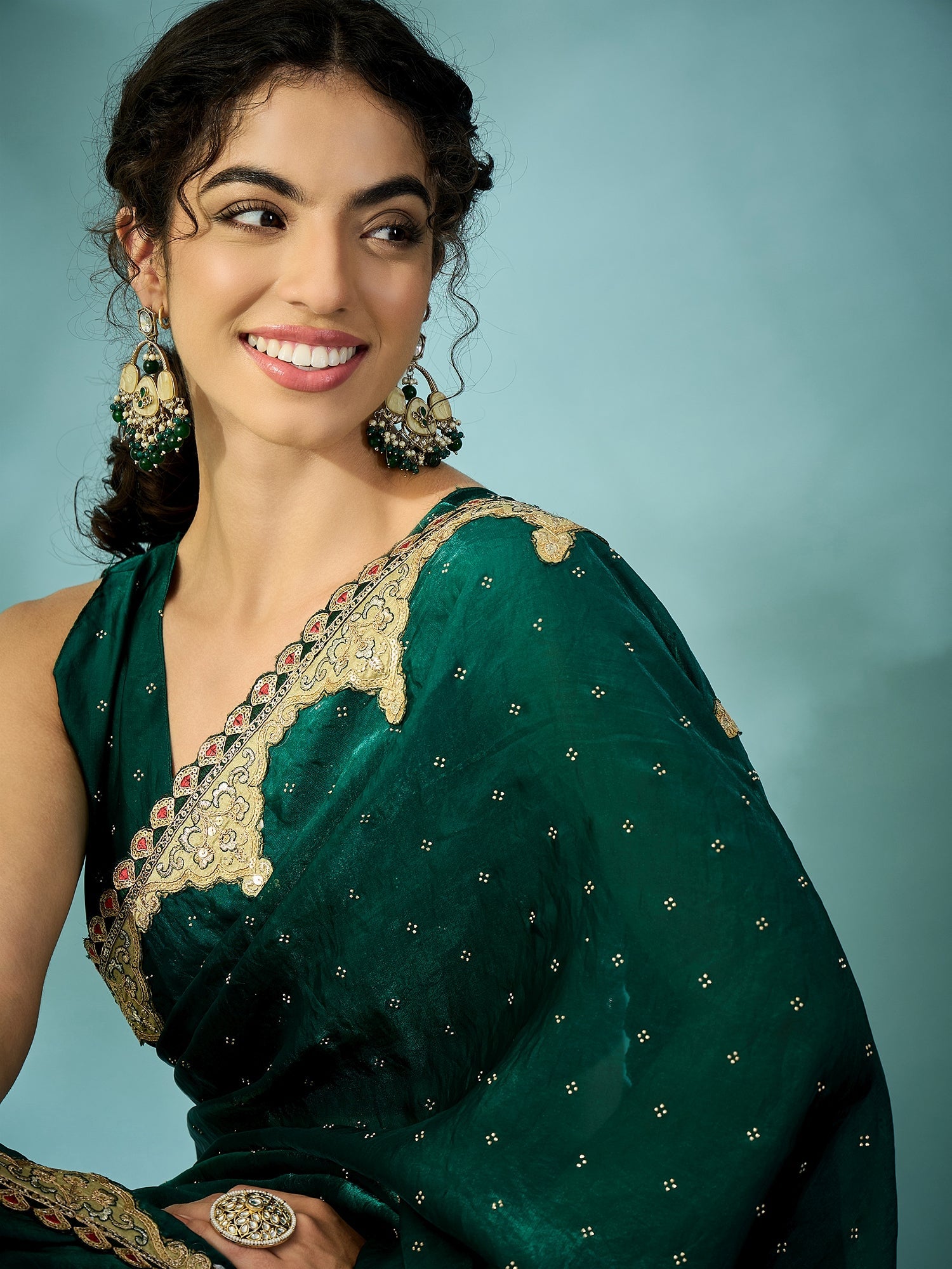Bottle Green Dola Silk Saree - Ressa