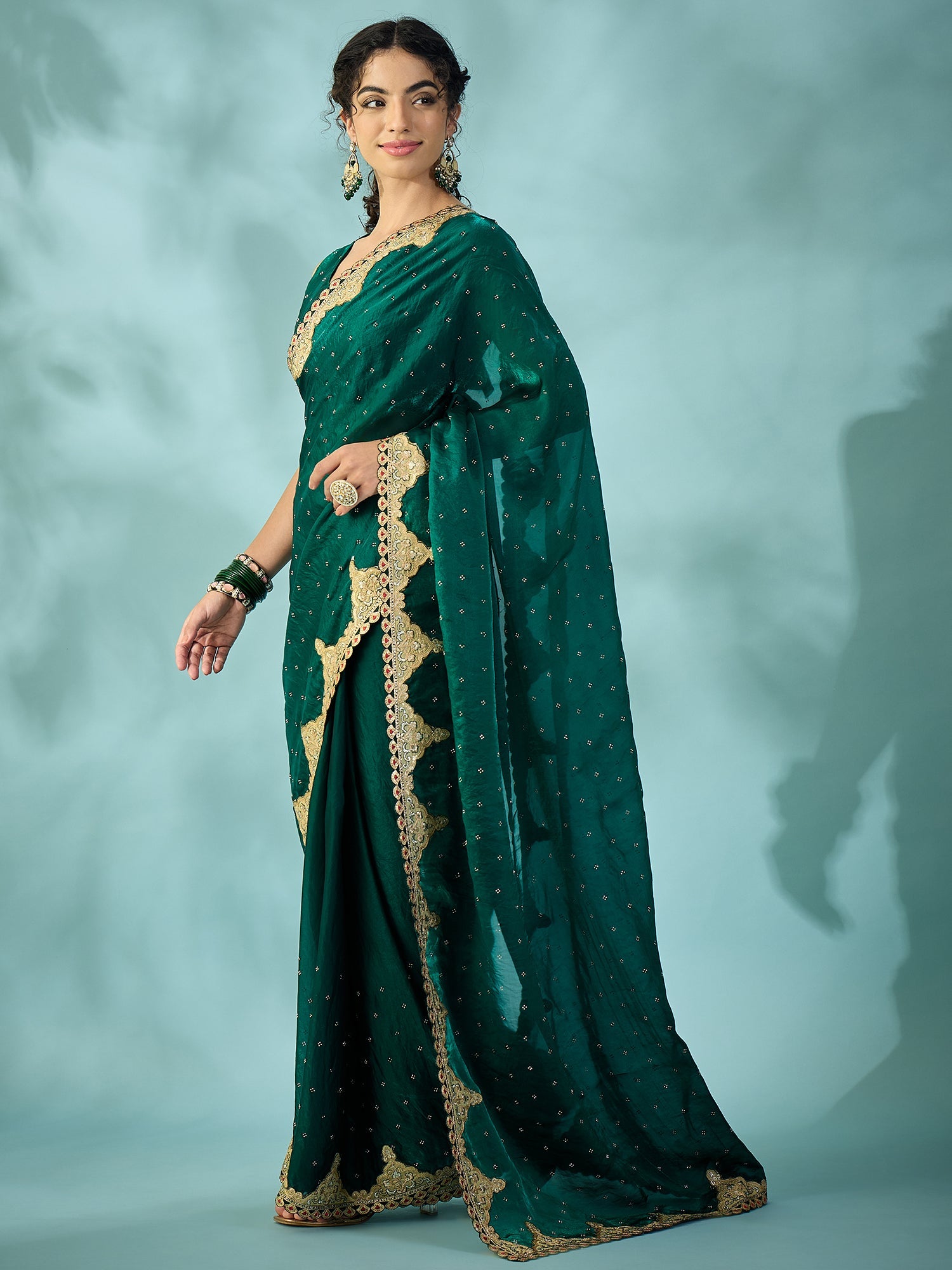 Bottle Green Dola Silk Saree - Ressa