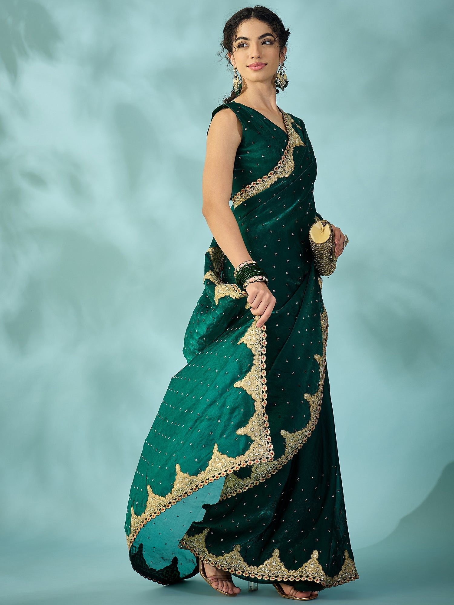 Bottle Green Dola Silk Saree - Ressa
