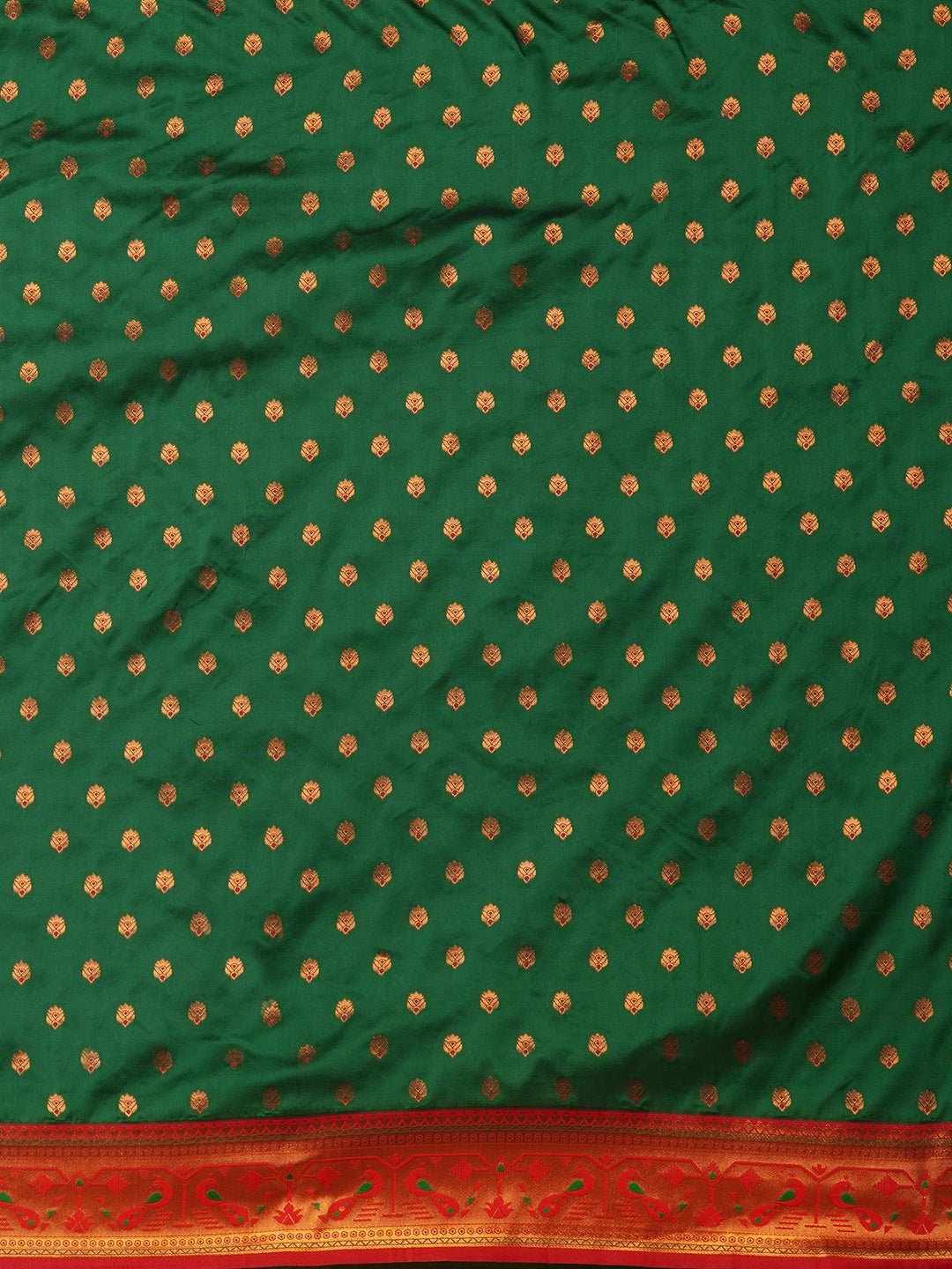 Bottle Green & Maroon Banarasi Silk Blend Saree - Ressa
