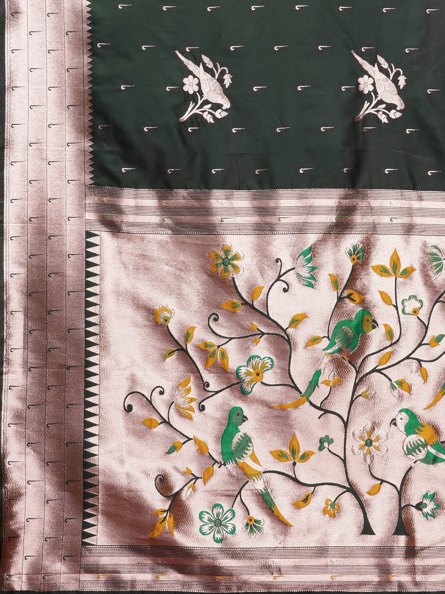 Bottle Green Paithani Silk Saree - Ressa