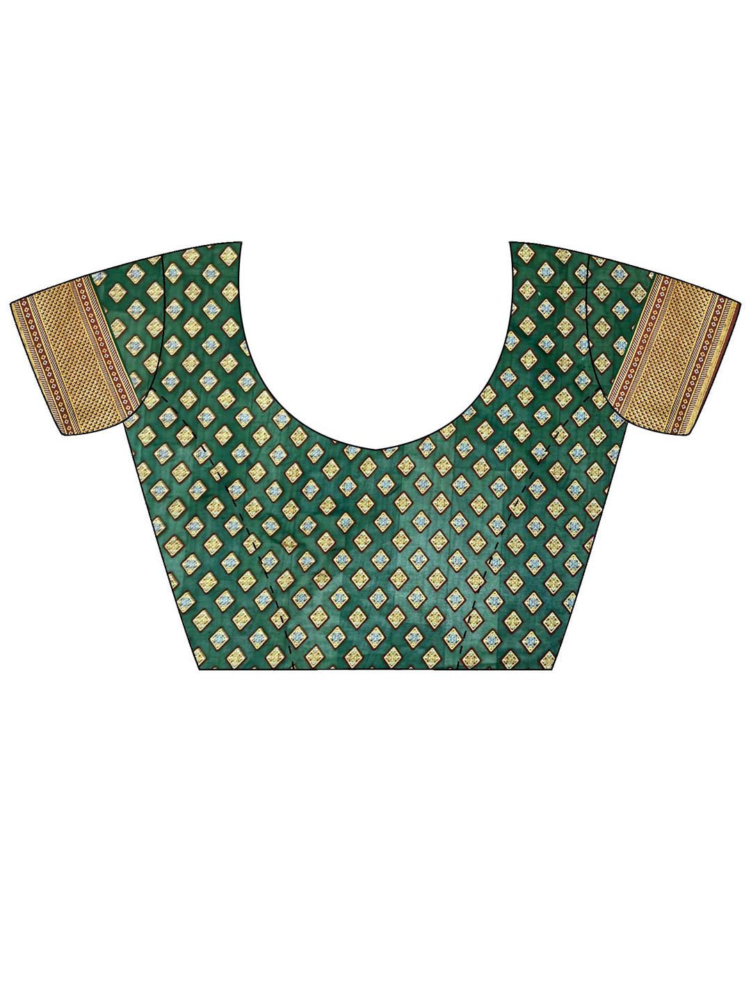 Bottle Green Silk Blend Heritage Patola Style Saree - Ressa