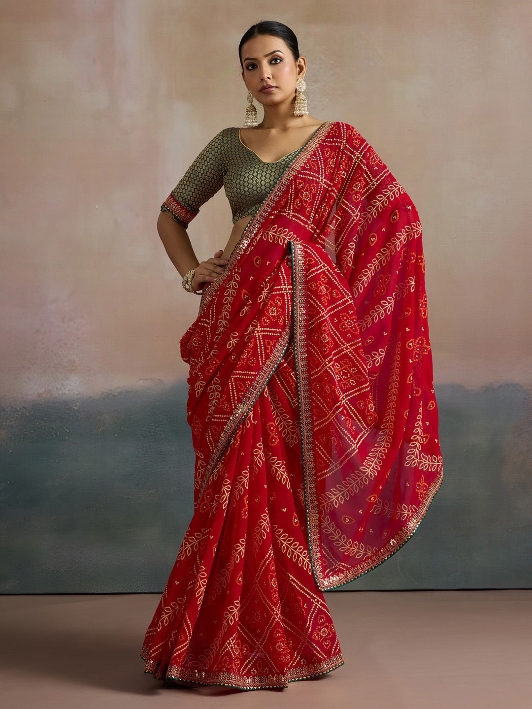 Bridal Red Georgette Saree - Ressa
