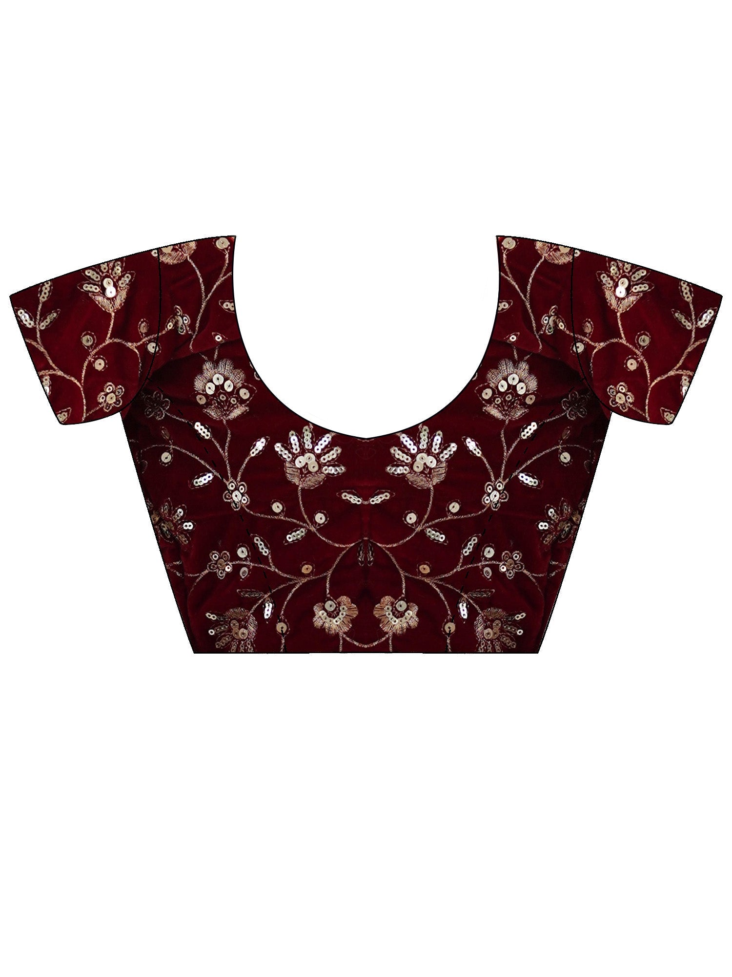 Brown Supernet Saree with Embroidered Velvet Blouse - Ressa