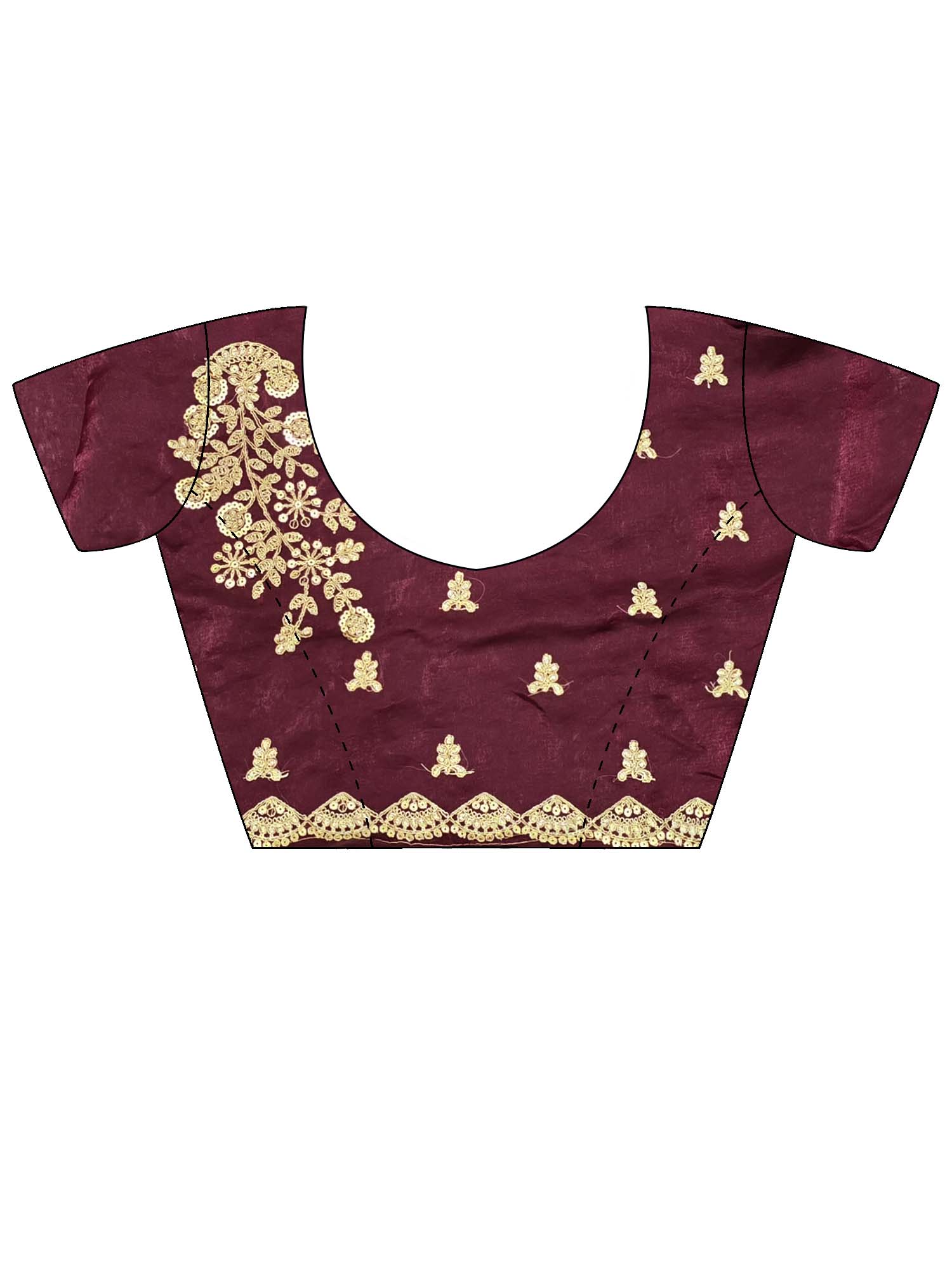 Burgundy Embellished Tissue Silk Sarees - Ressa