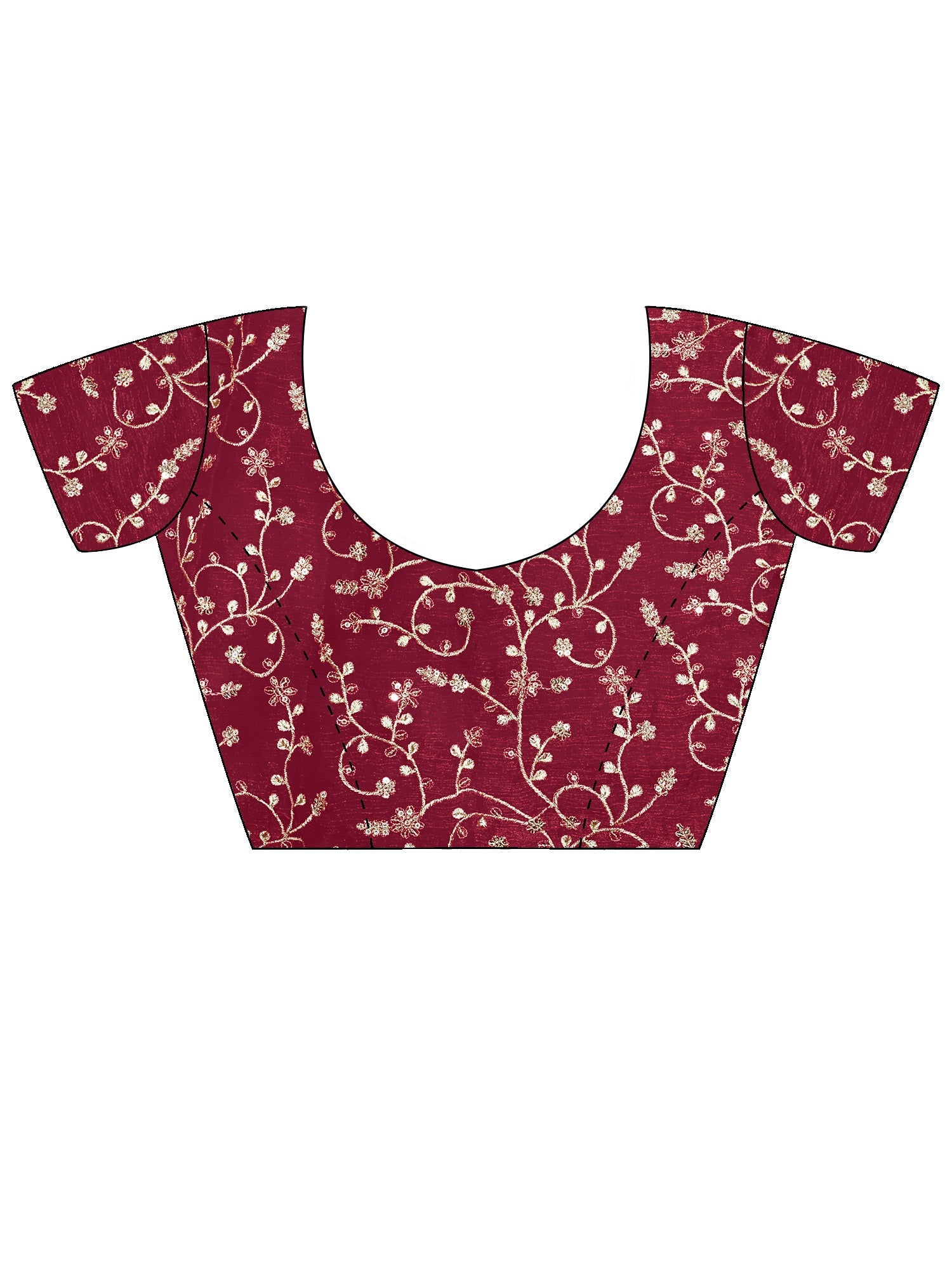 Burgundy Tissue Silk Ethnic Saree with Embroidered Blouse - Ressa