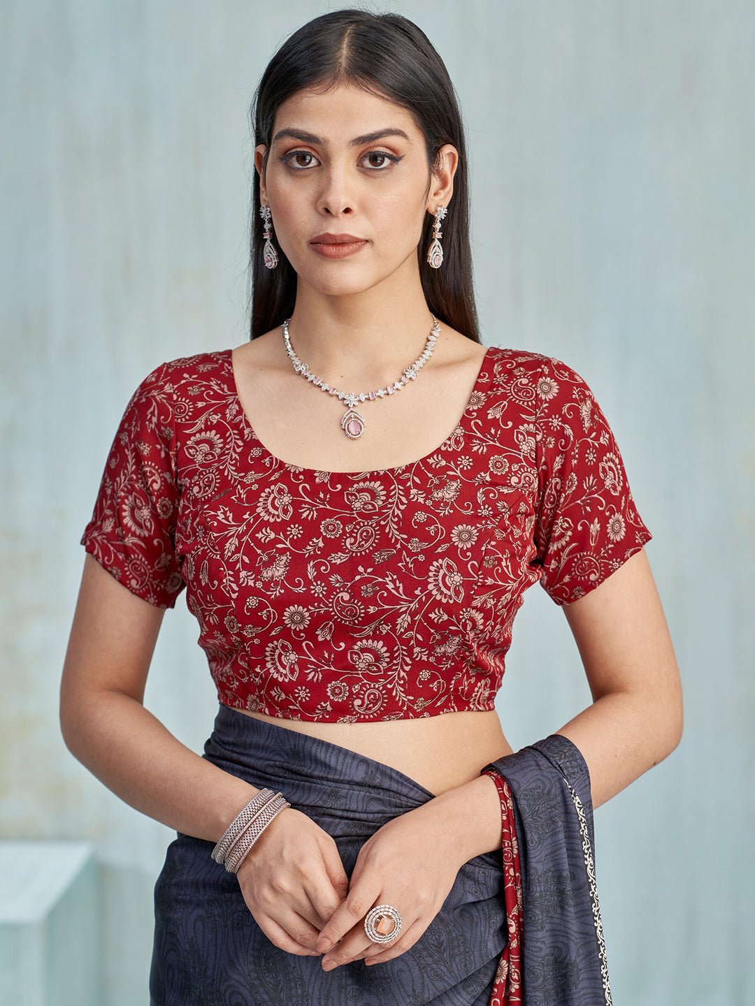 Charcoal Black Self-Weave Jacquard Crepe Saree - Ressa