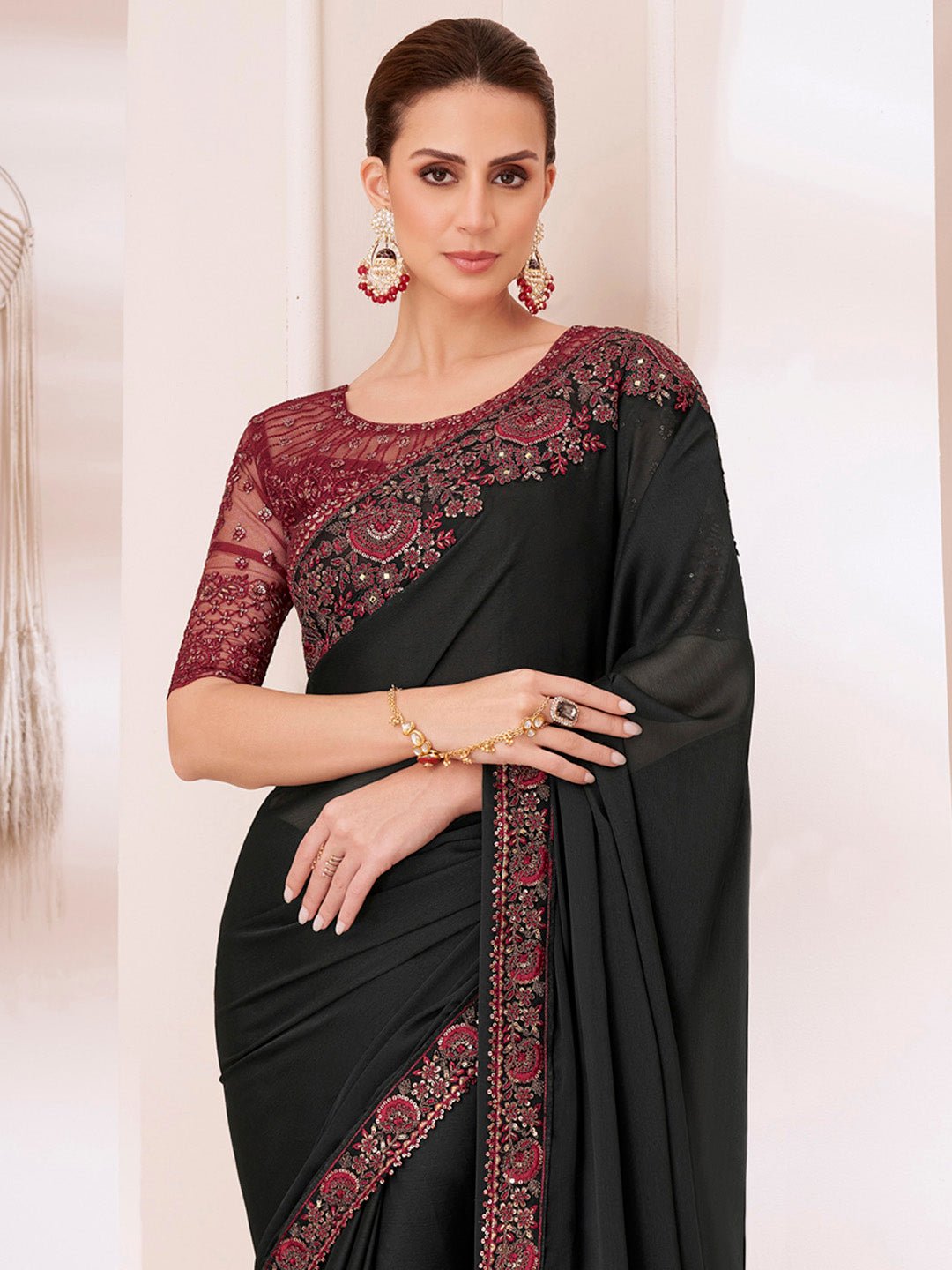 Chiffon Black Emblished Party Wear - Ressa