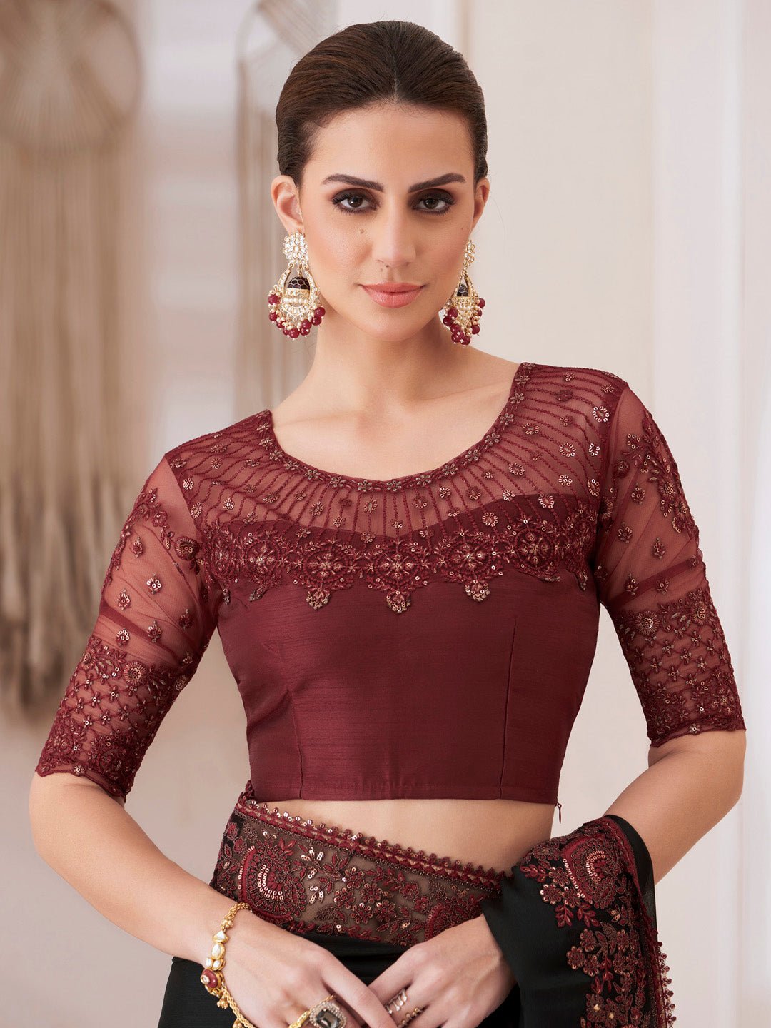 Chiffon Black Emblished Party Wear - Ressa