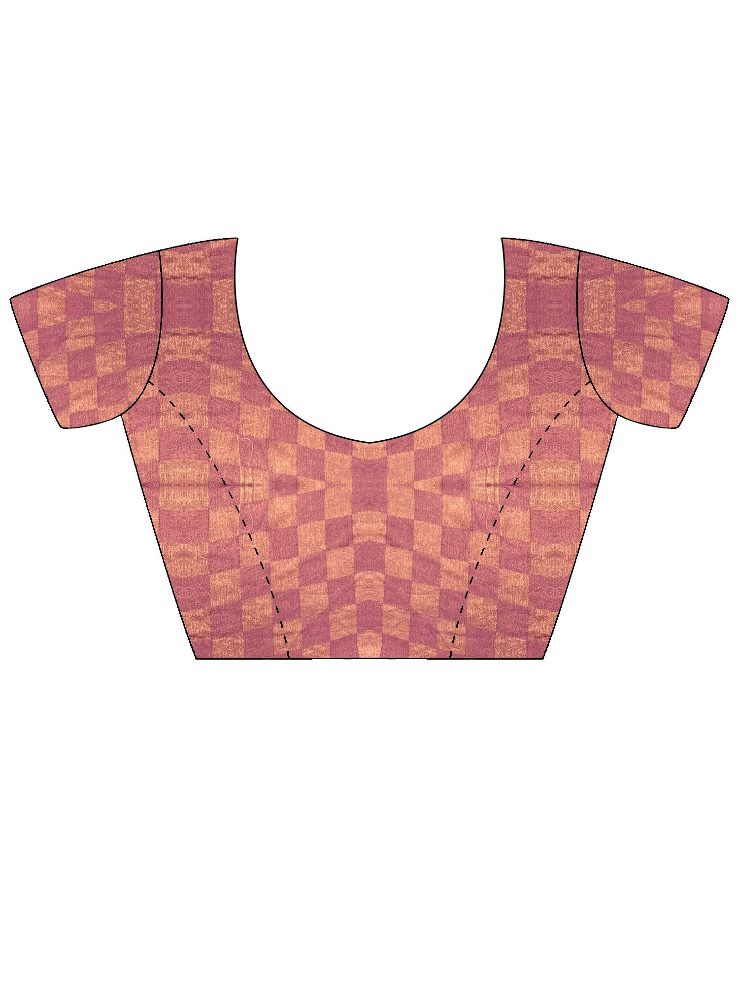 Chiffon Checks Saree in Dusty Rose & Peach - Ressa