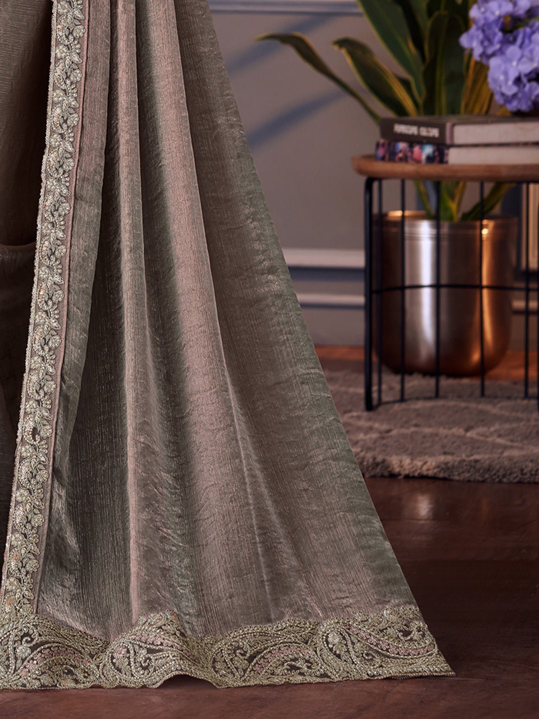 Chiffon Embroidered Border Saree - Ressa