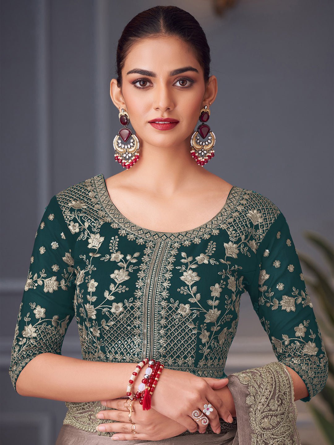 Chiffon Embroidered Border Saree - Ressa