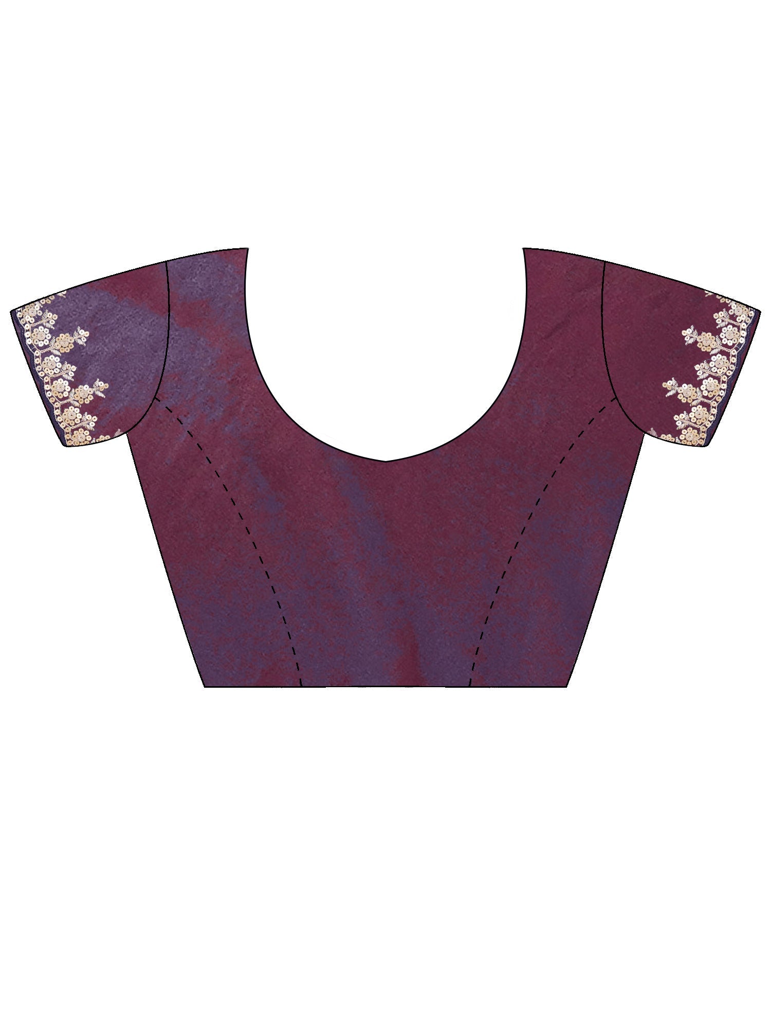 Chiffon Embroidered Saree in Plum - Ressa