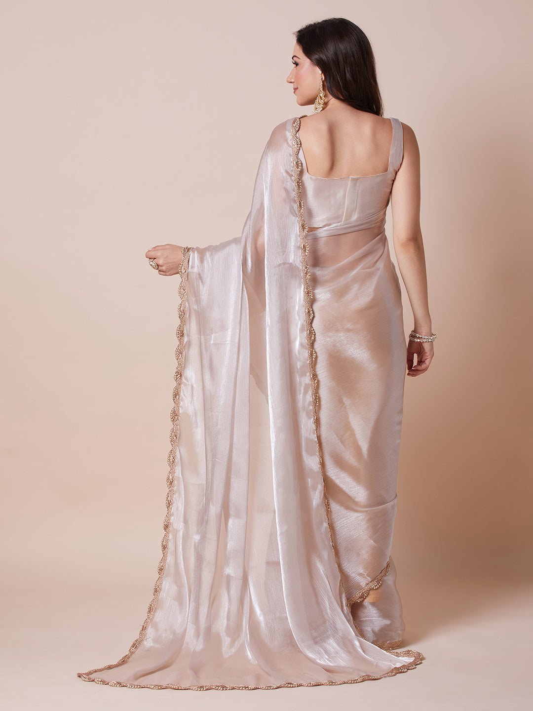Chiffon Gold Scallop Saree - Ressa