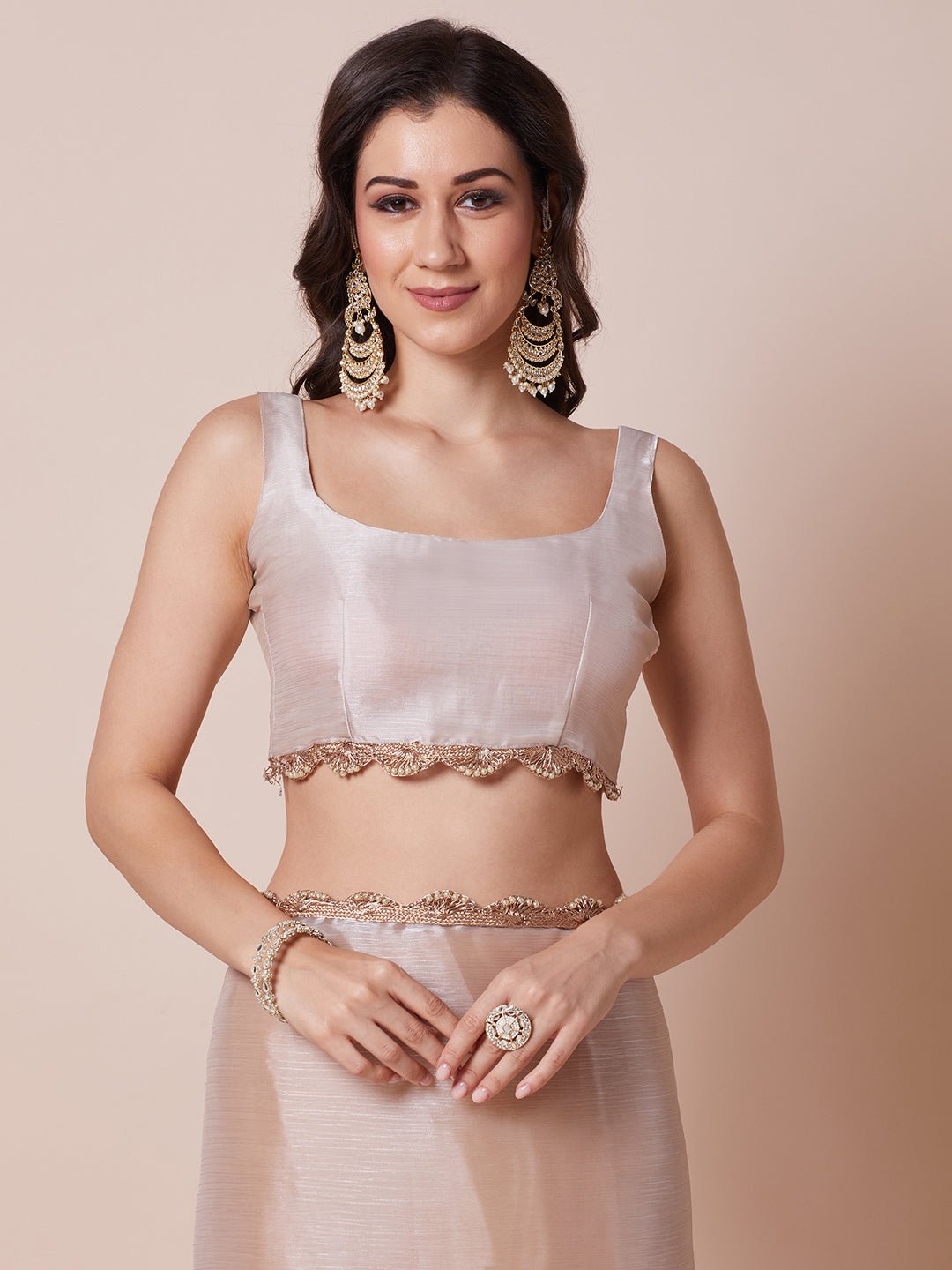 Chiffon Gold Scallop Saree - Ressa