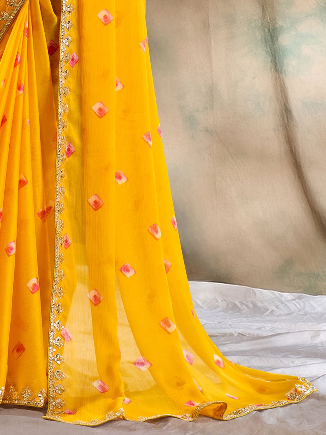 Chunri Yellow Georgette Saree - Ressa