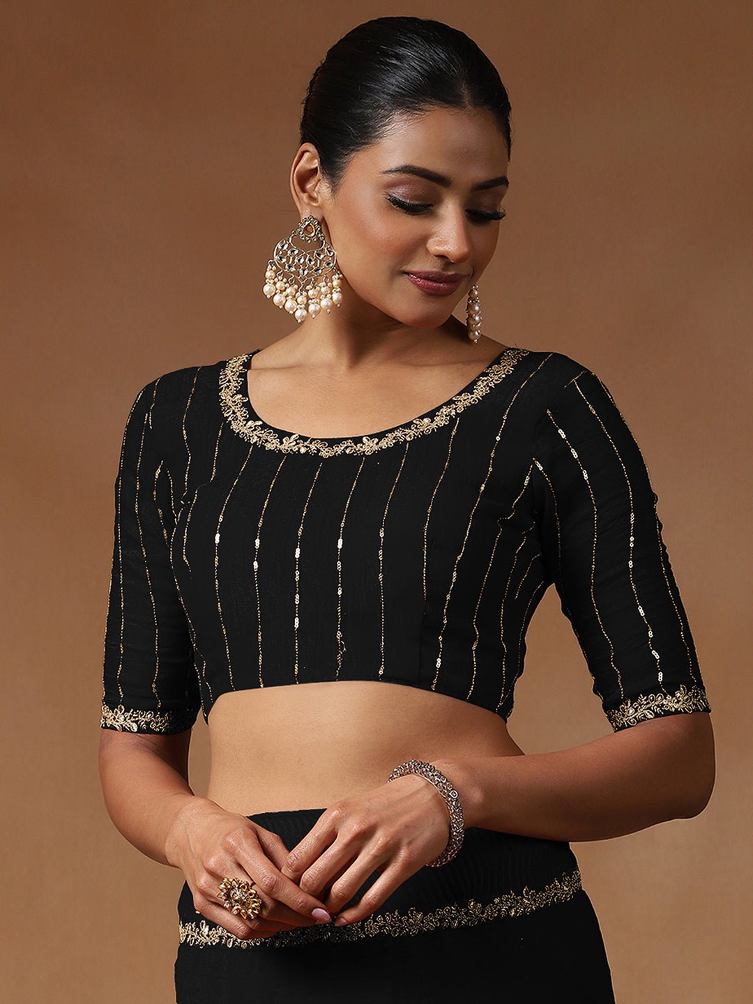 Classic Black Georgette Saree - Ressa