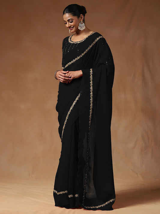 Classic Black Georgette Saree - Ressa