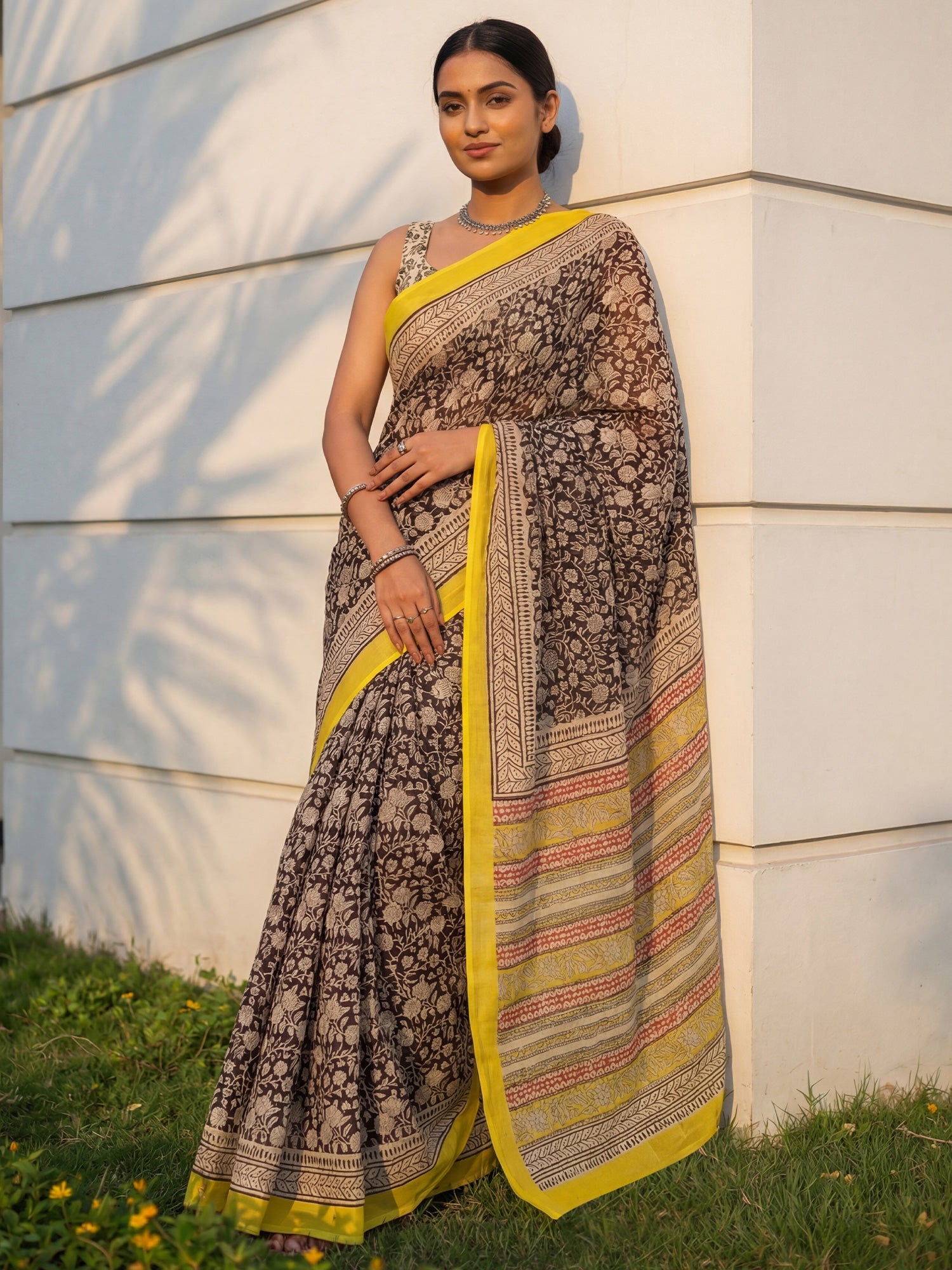 Coffee Brown Cotton Silk Saree - Ressa