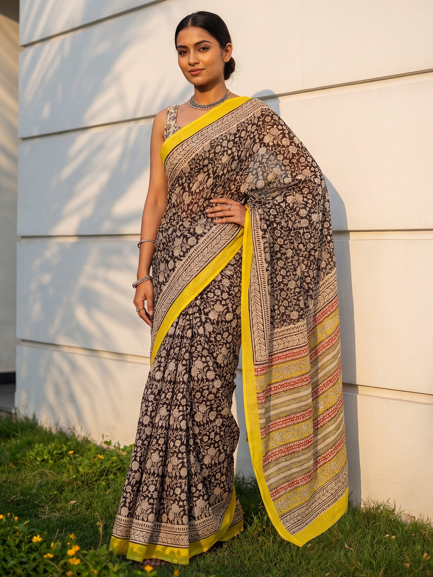 Coffee Brown Cotton Silk Saree - Ressa