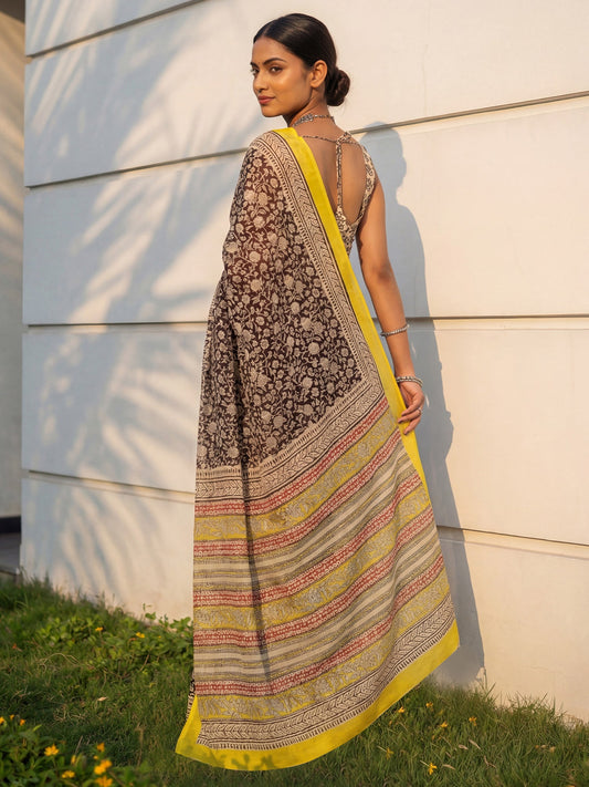 Coffee Brown Cotton Silk Saree - Ressa