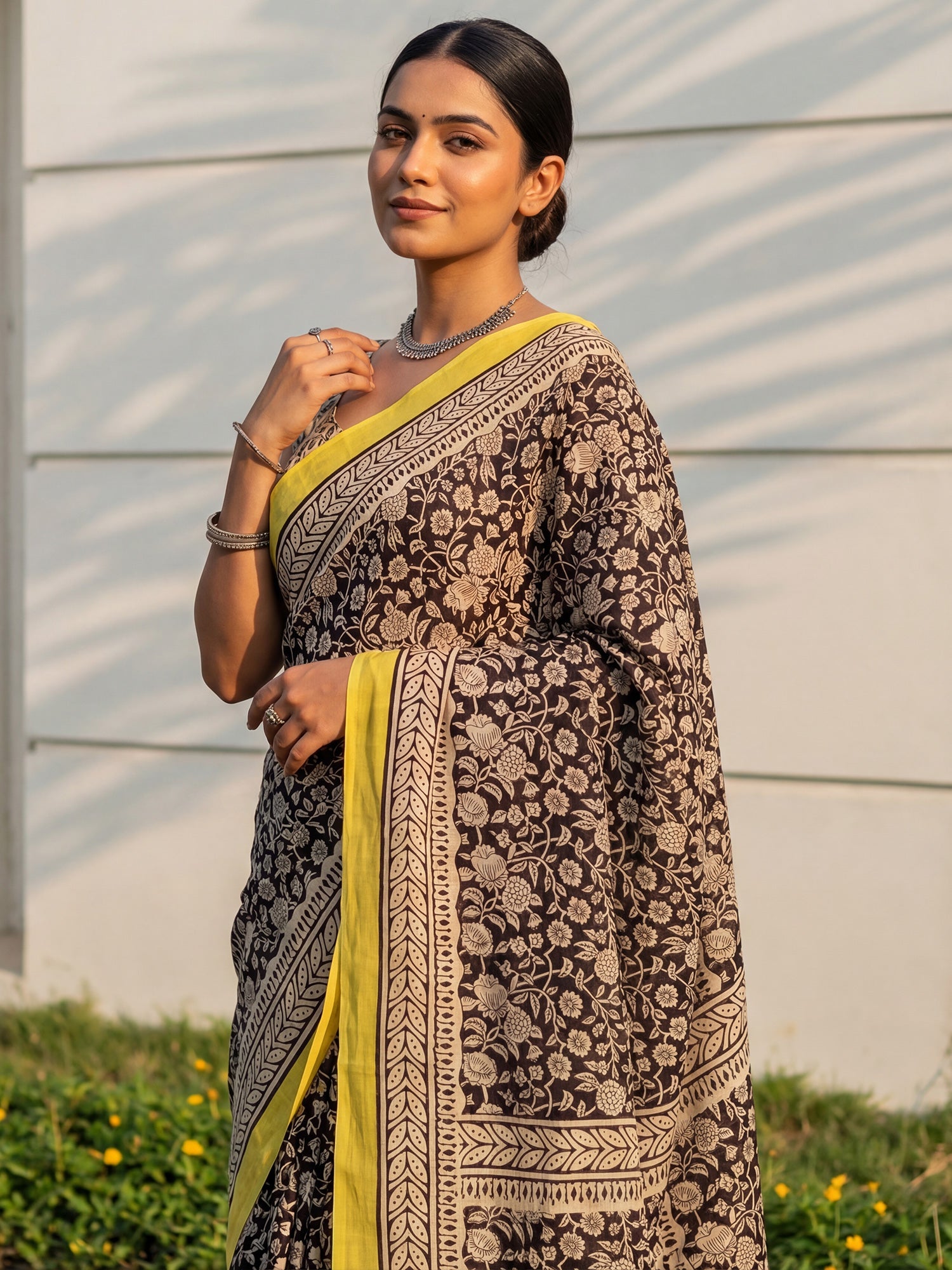 Coffee Brown Cotton Silk Saree - Ressa