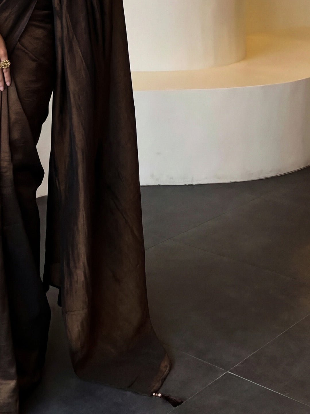 Coffee Brown Vichitra Silk Party Wear Saree - Ressa