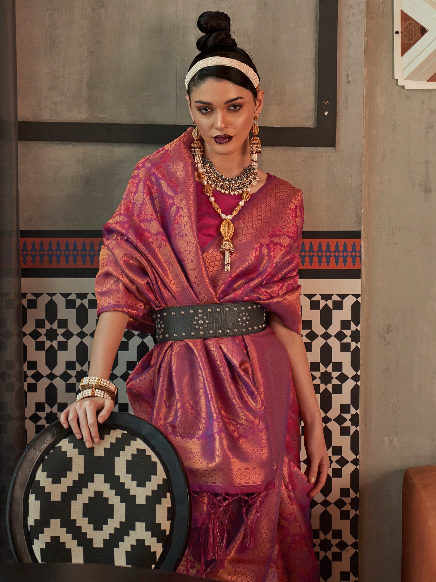 Copper Jari Woven Kanjivaram Saree - Ressa