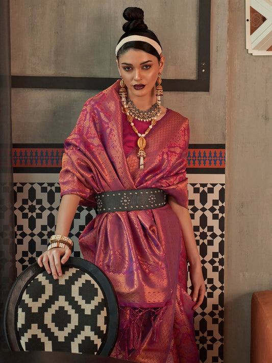 Copper Jari Woven Kanjivaram Saree - Ressa
