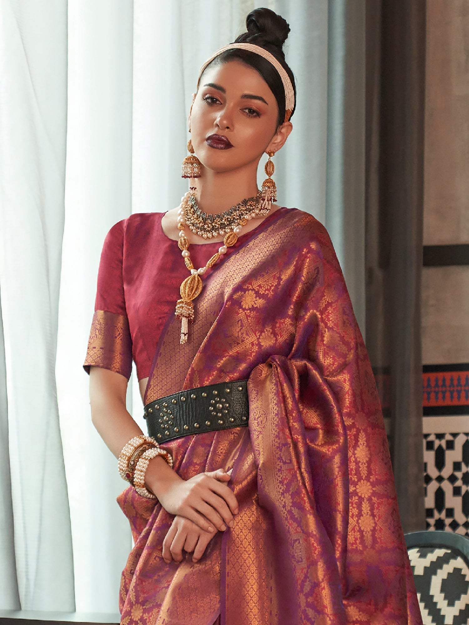 Copper Jari Woven Kanjivaram Saree - Ressa