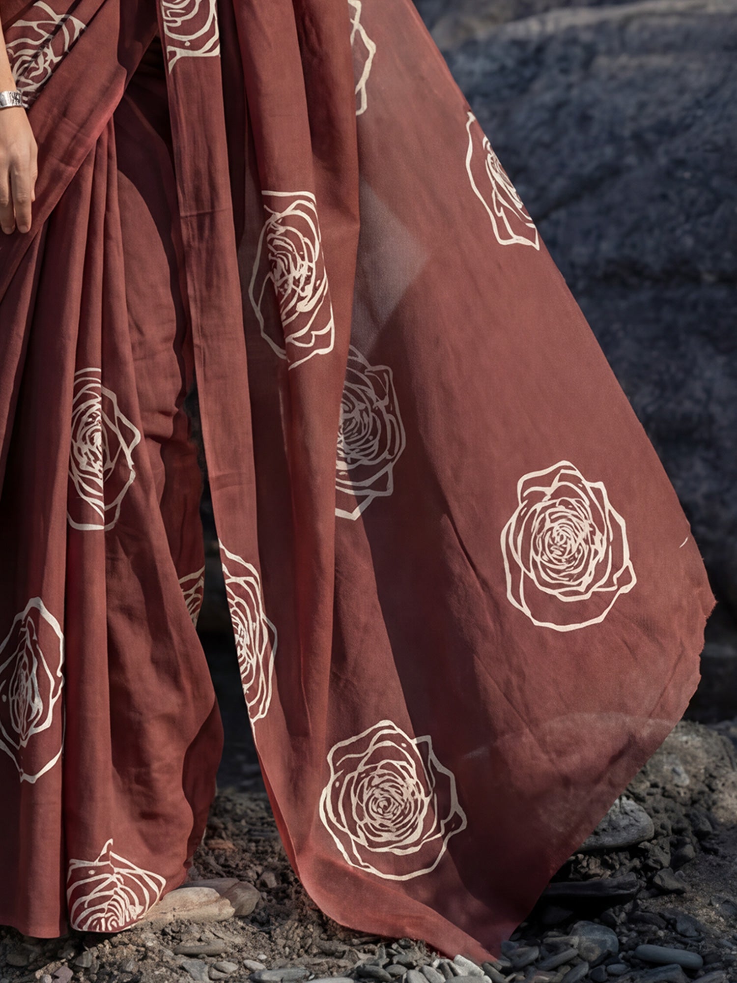 Cotton Mulmul Minimalist Line Pallu Saree - Ressa