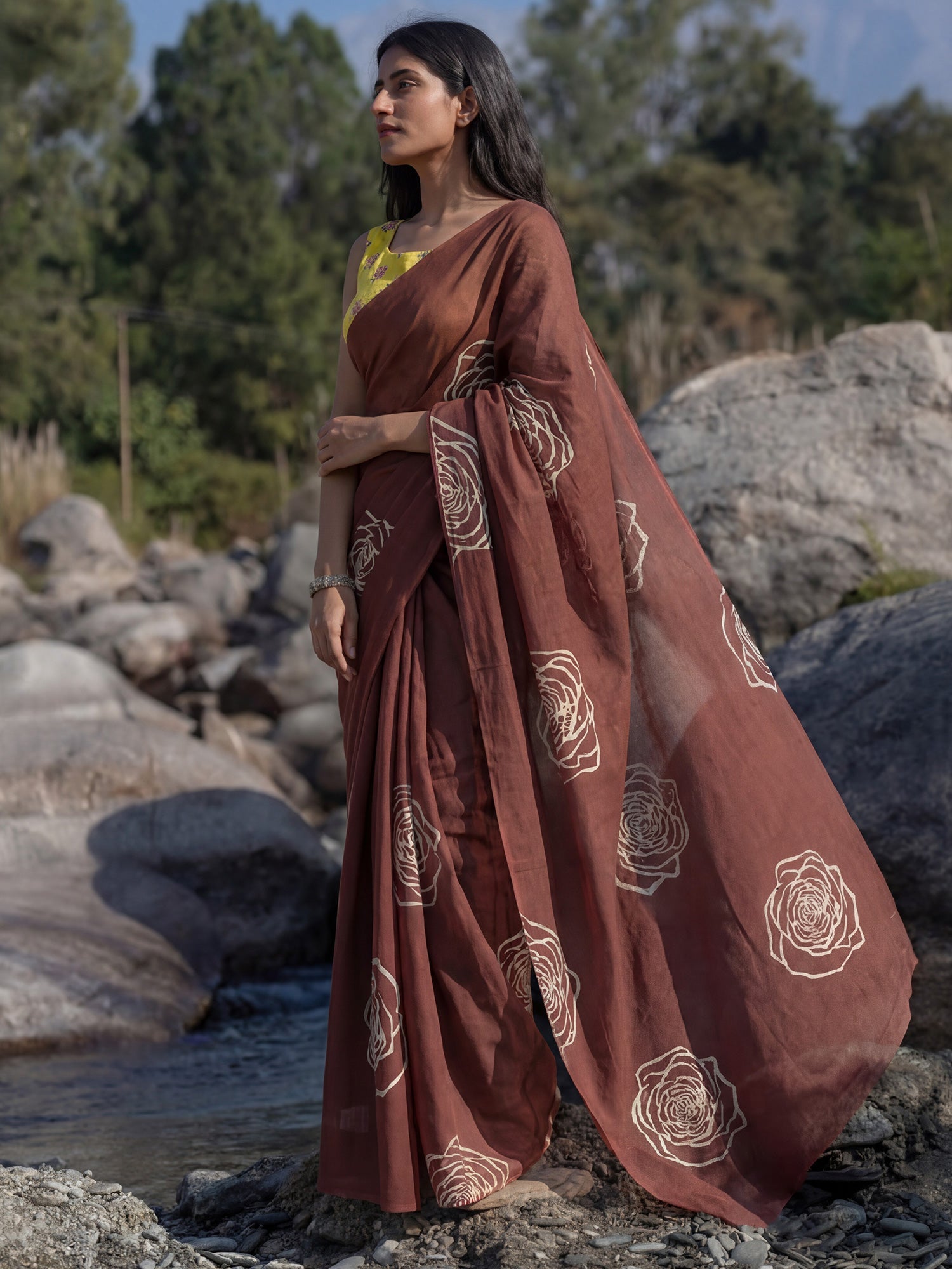 Cotton Mulmul Minimalist Line Pallu Saree - Ressa