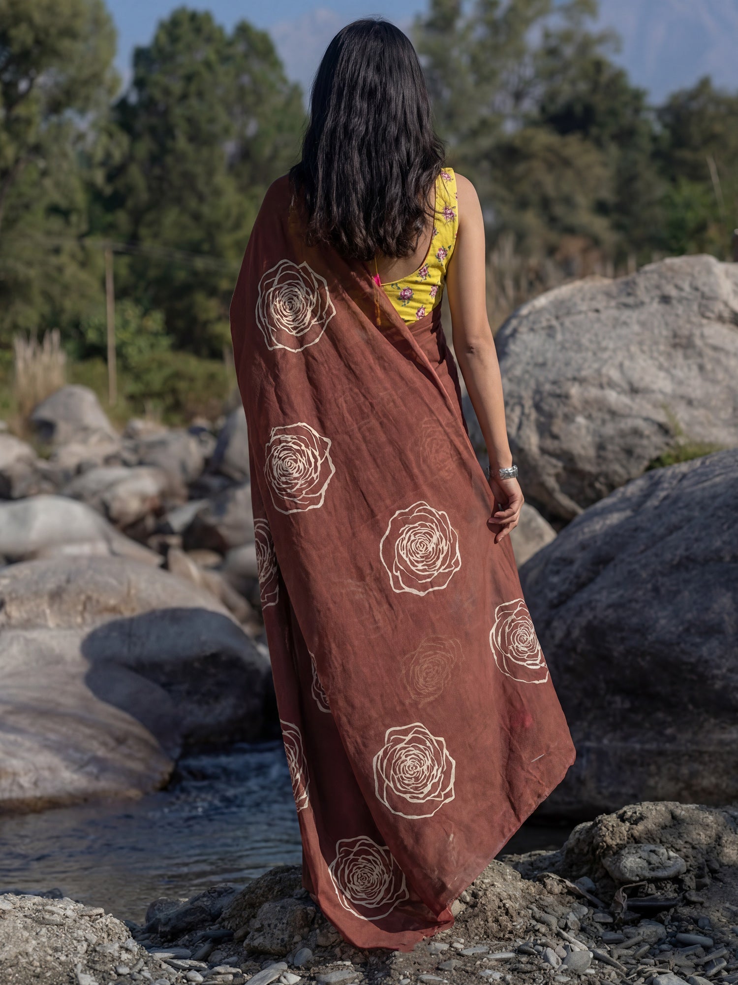 Cotton Mulmul Minimalist Line Pallu Saree - Ressa