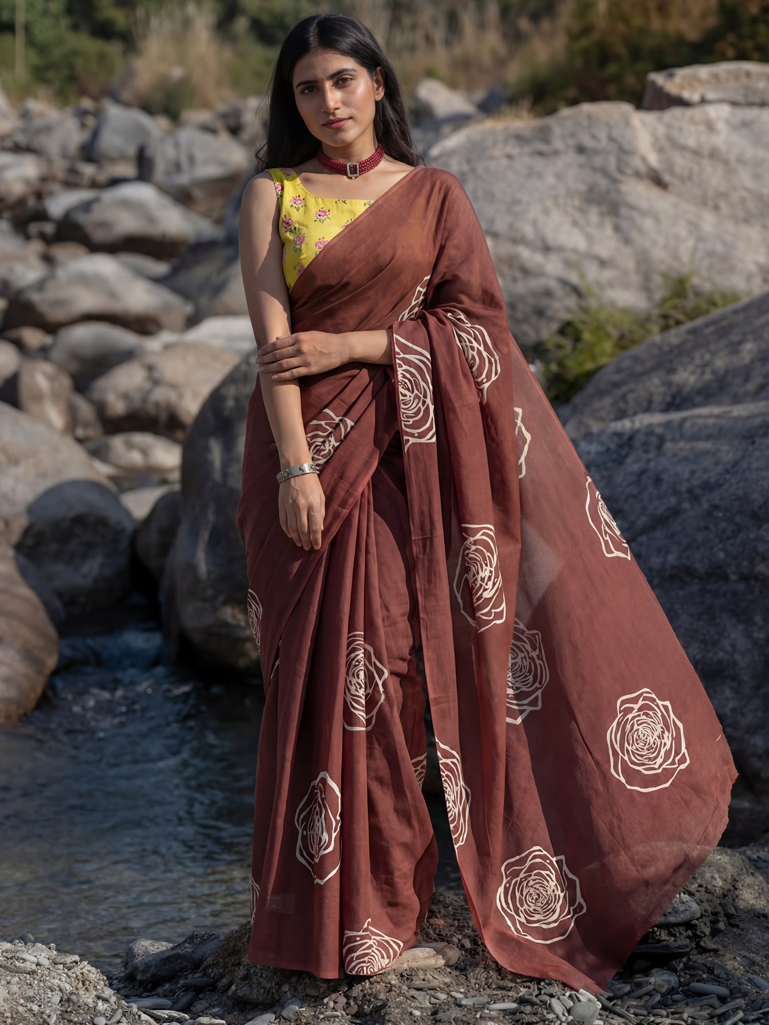 Cotton Mulmul Minimalist Line Pallu Saree - Ressa