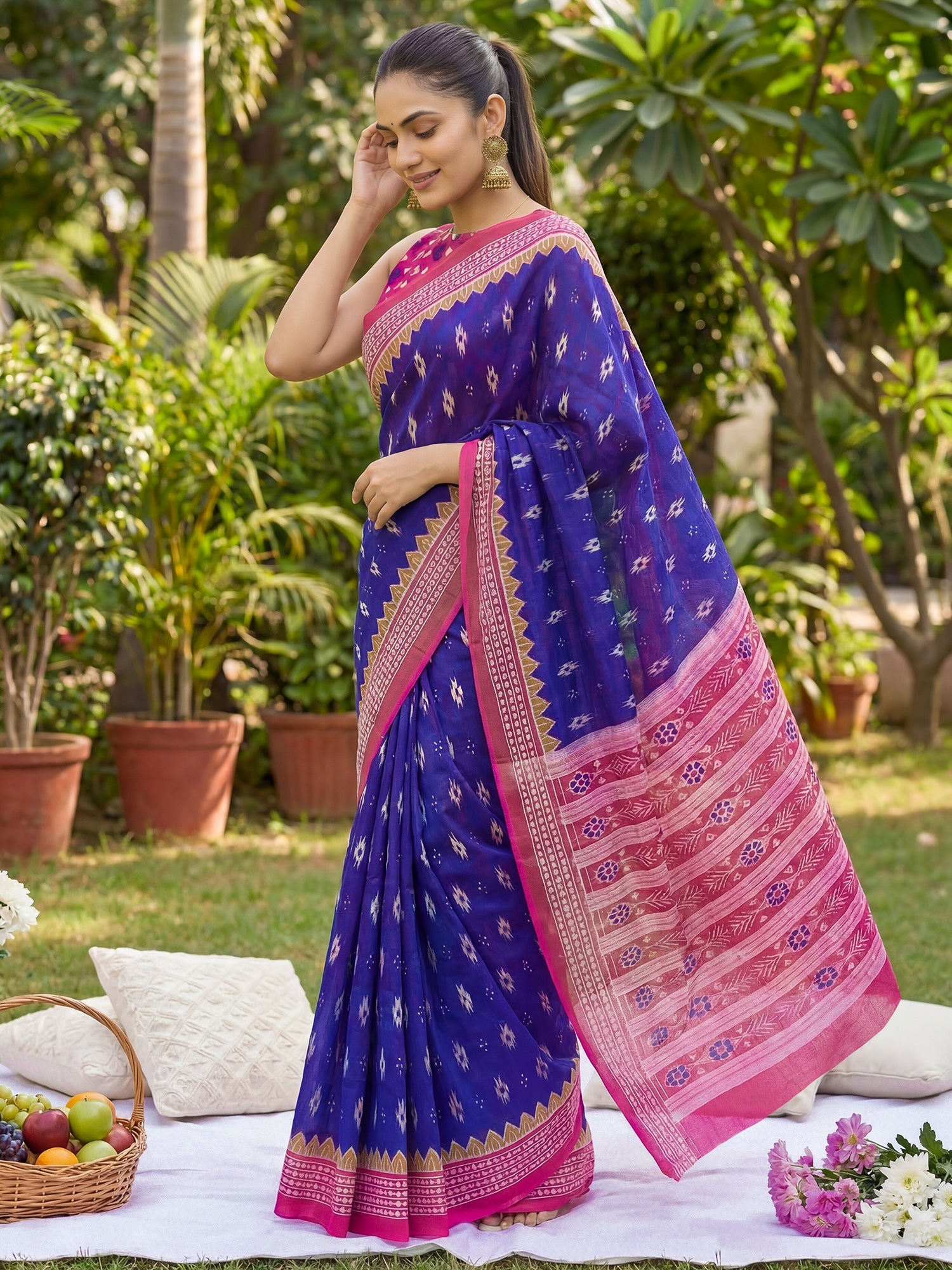 Cotton Mulmul Pallu Saree - Ressa