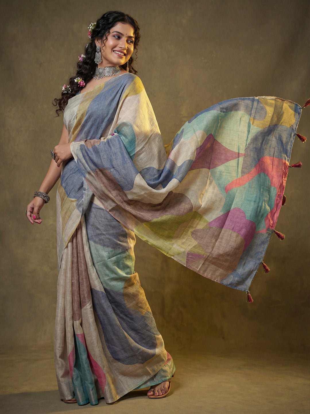 Cotton Silk Multicoloured Printed Saree - Ressa