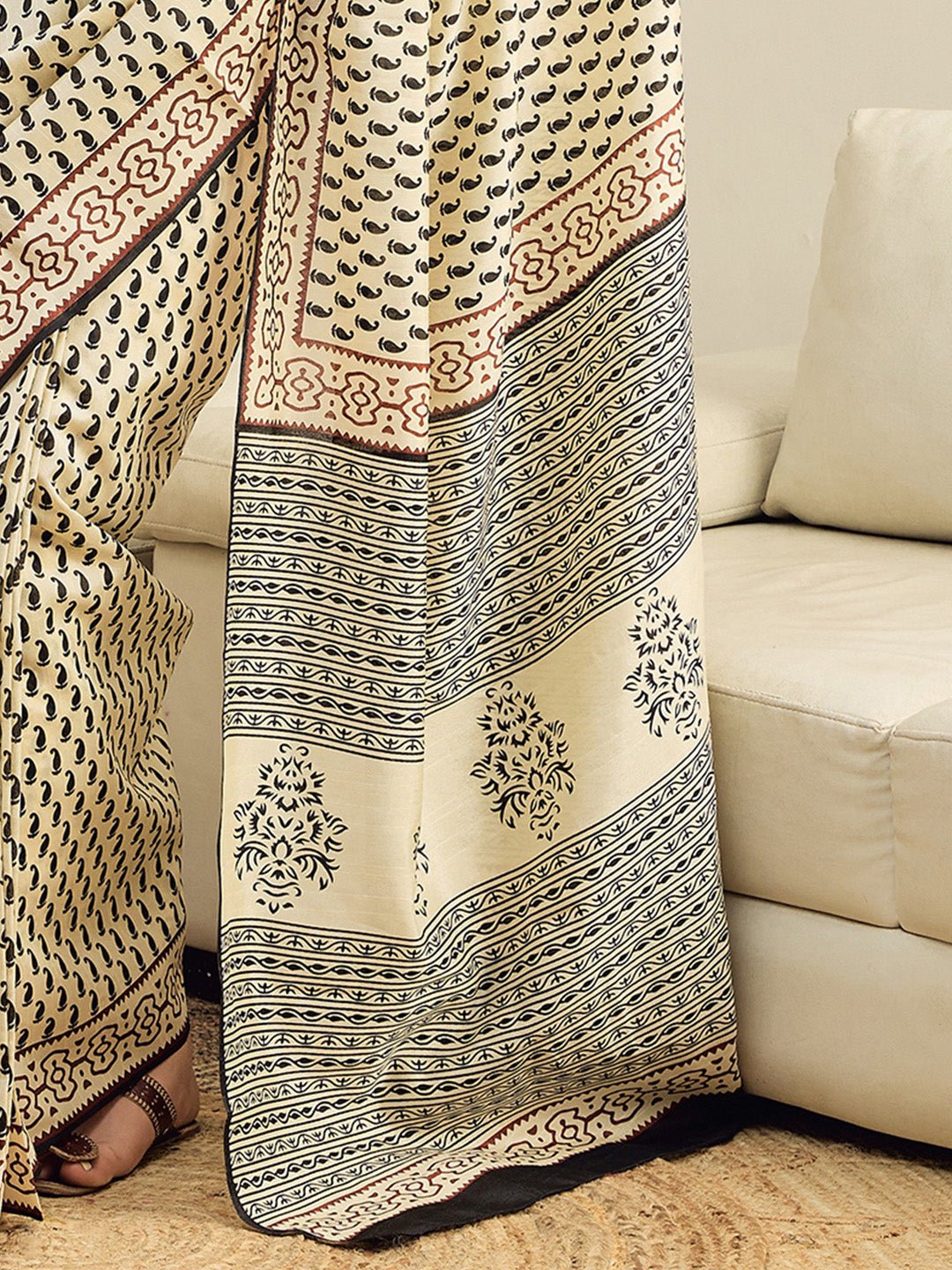 Cream Bhagalpuri Silk Saree - Ressa