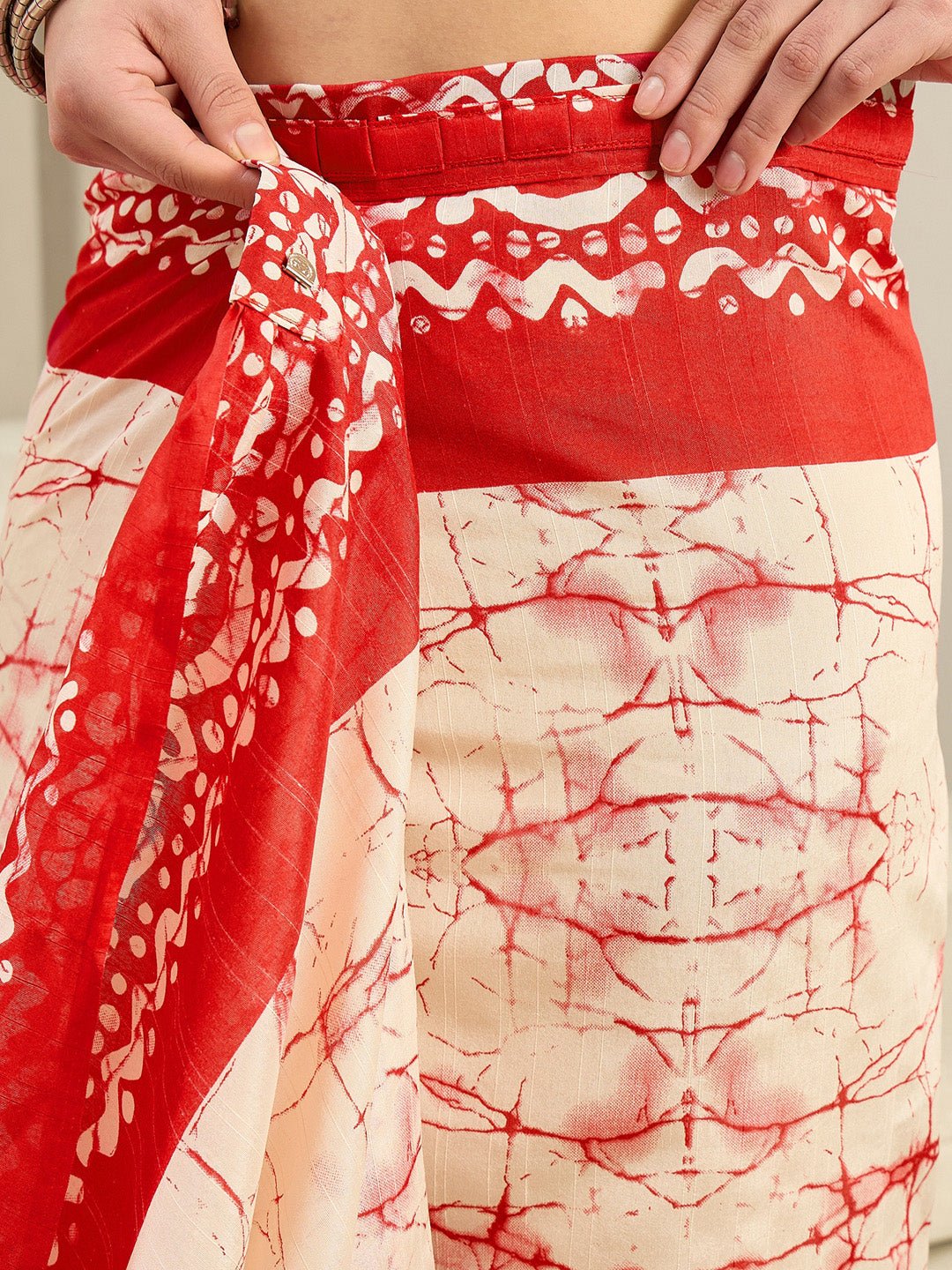 Cream Bhagalpuri Tie Dye Printed Saree - Ressa