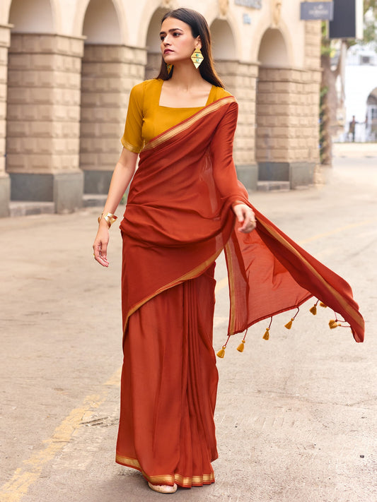 Cream Floral Block Print Saree - Ressa