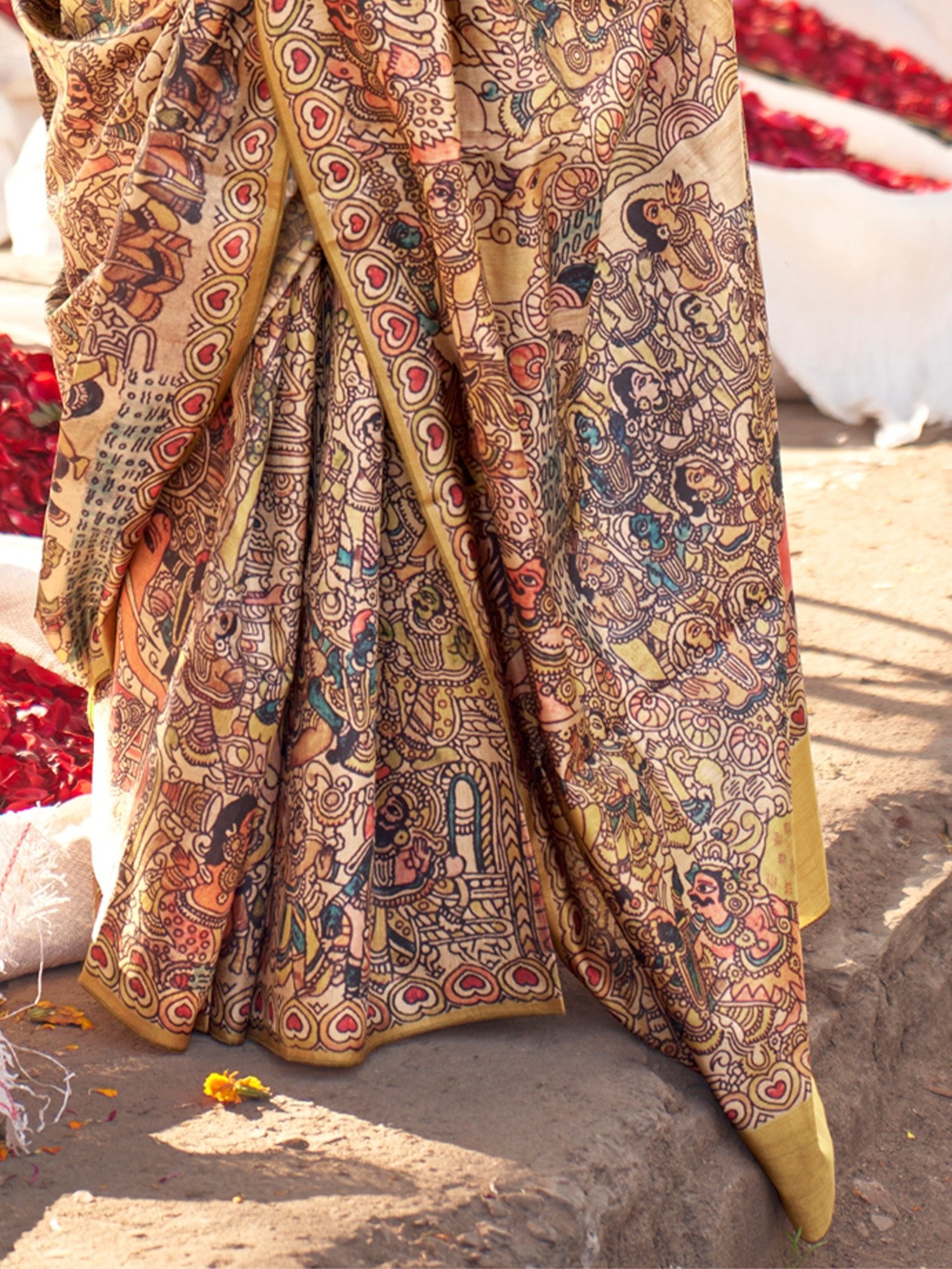 Cream Kalamkari Silk Saree - Ressa