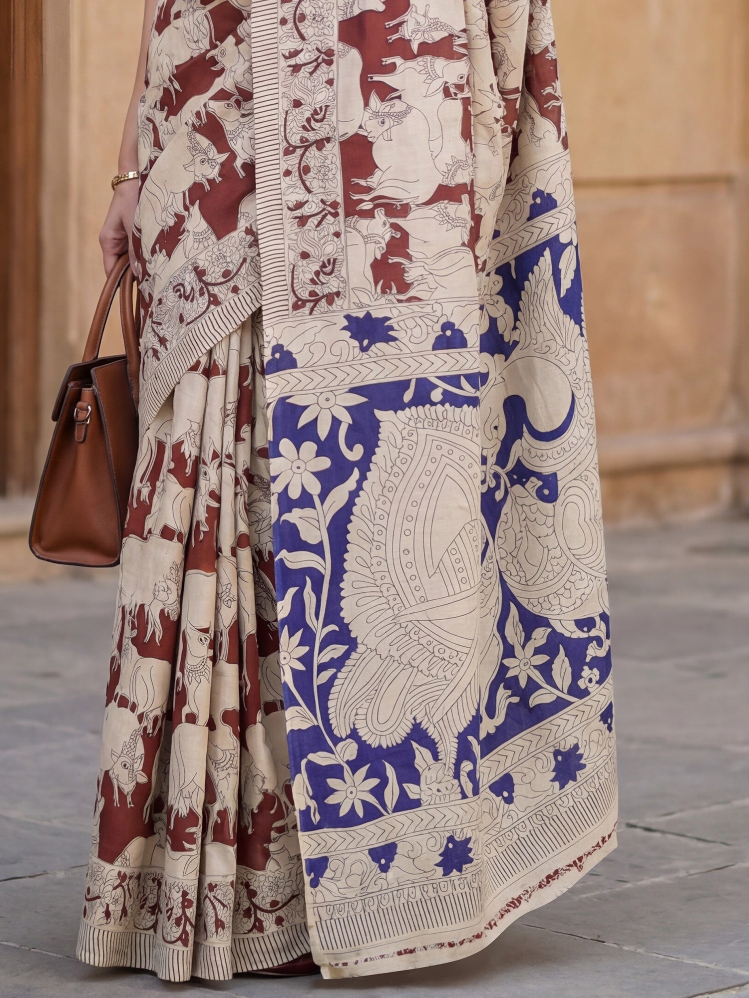 Cream Madhubani Printed Saree - Ressa