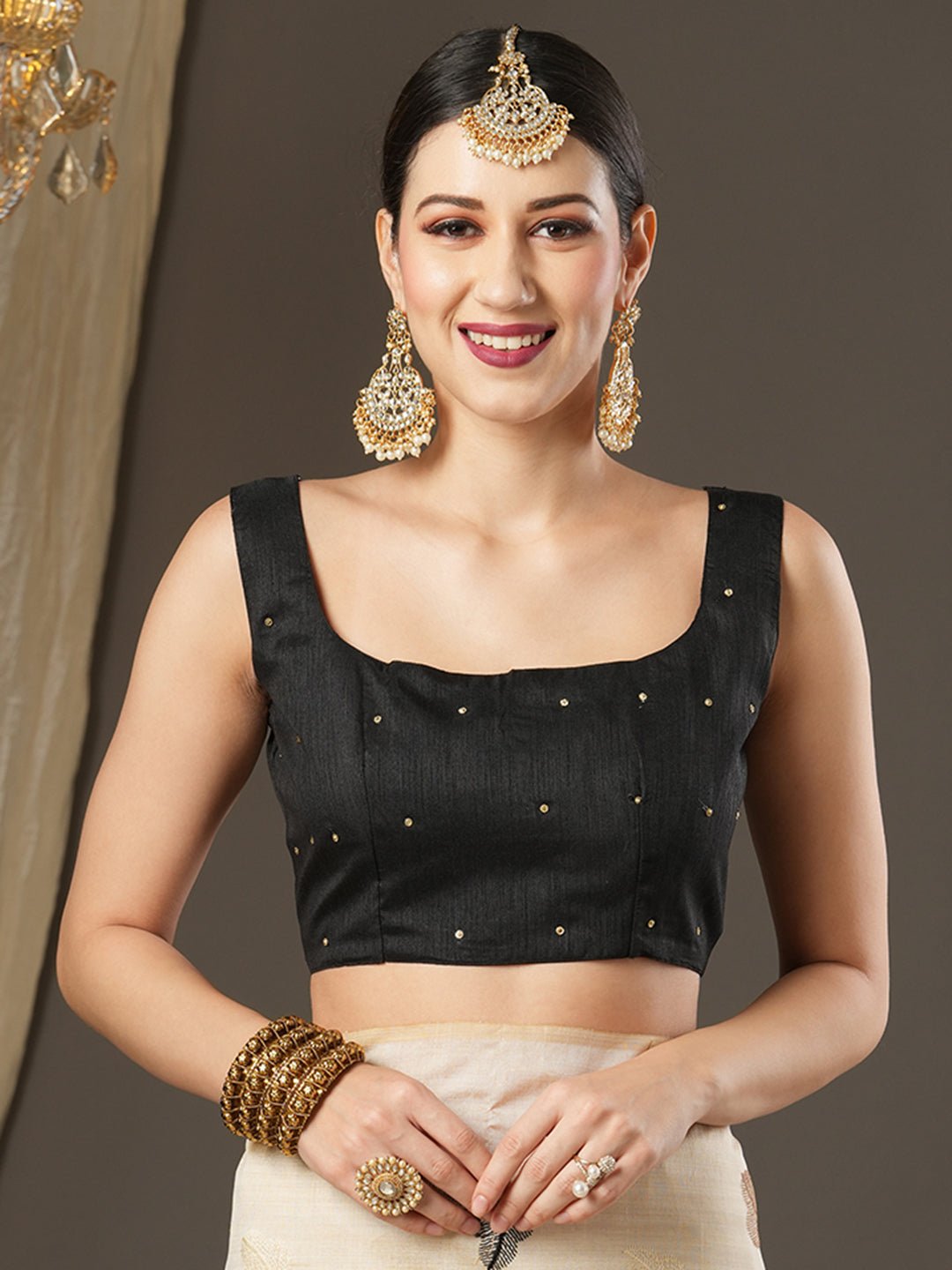 Cream Silk Saree with Woven Leaf Motifs - Ressa