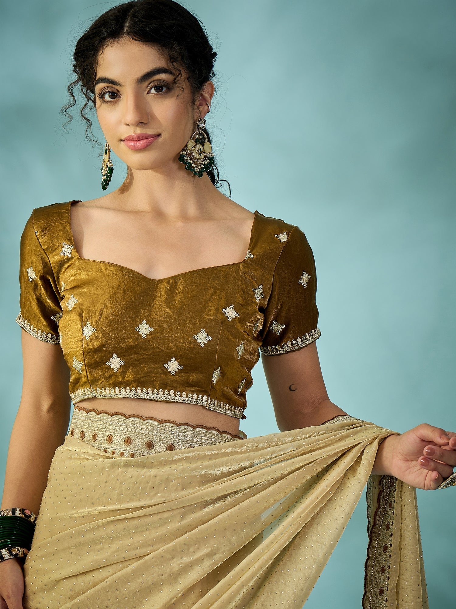 Cream Tissue Silk Saree with Zari Stripes - Ressa