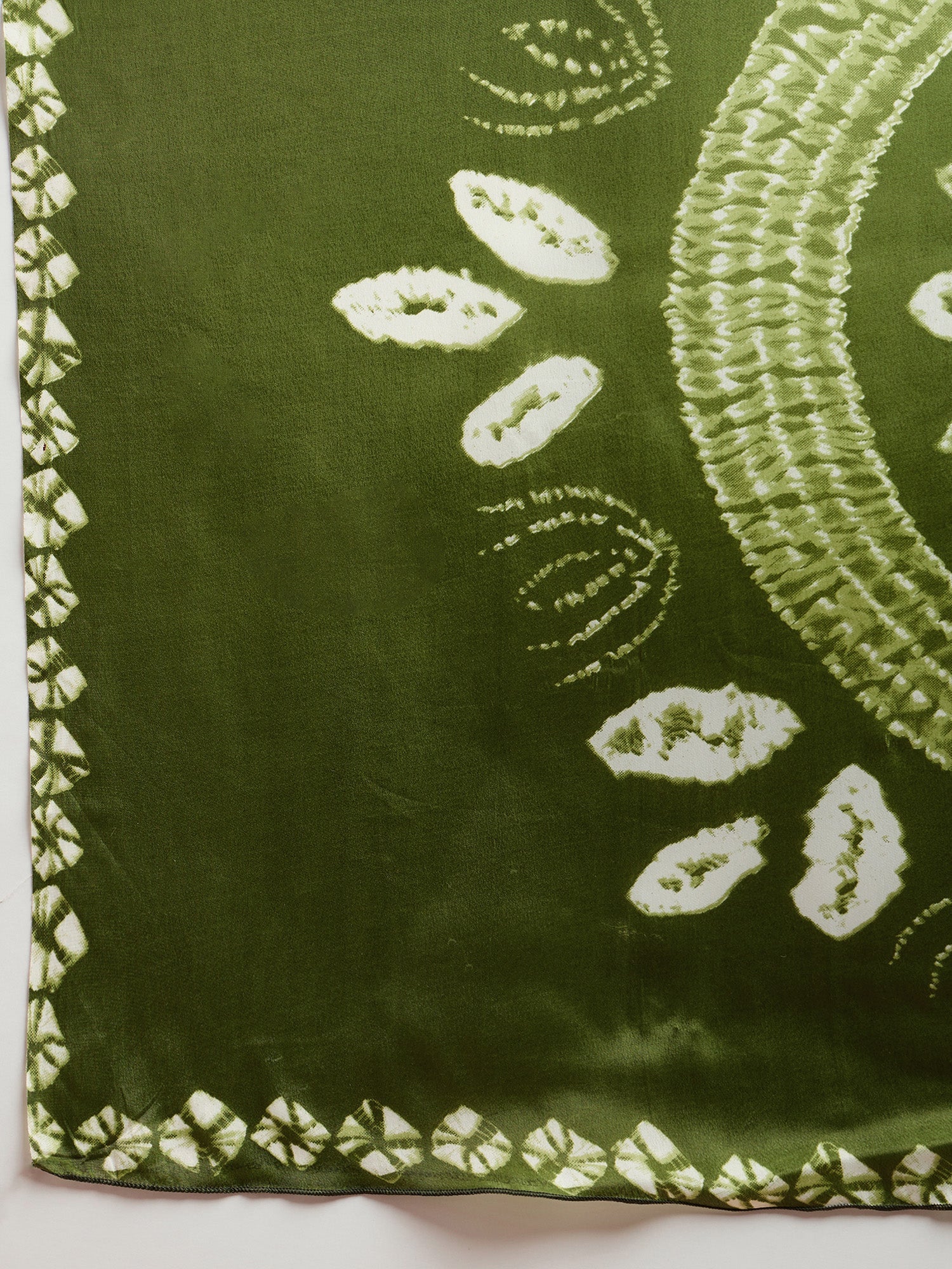 Crepe Green Bandhani Printed Saree - Ressa