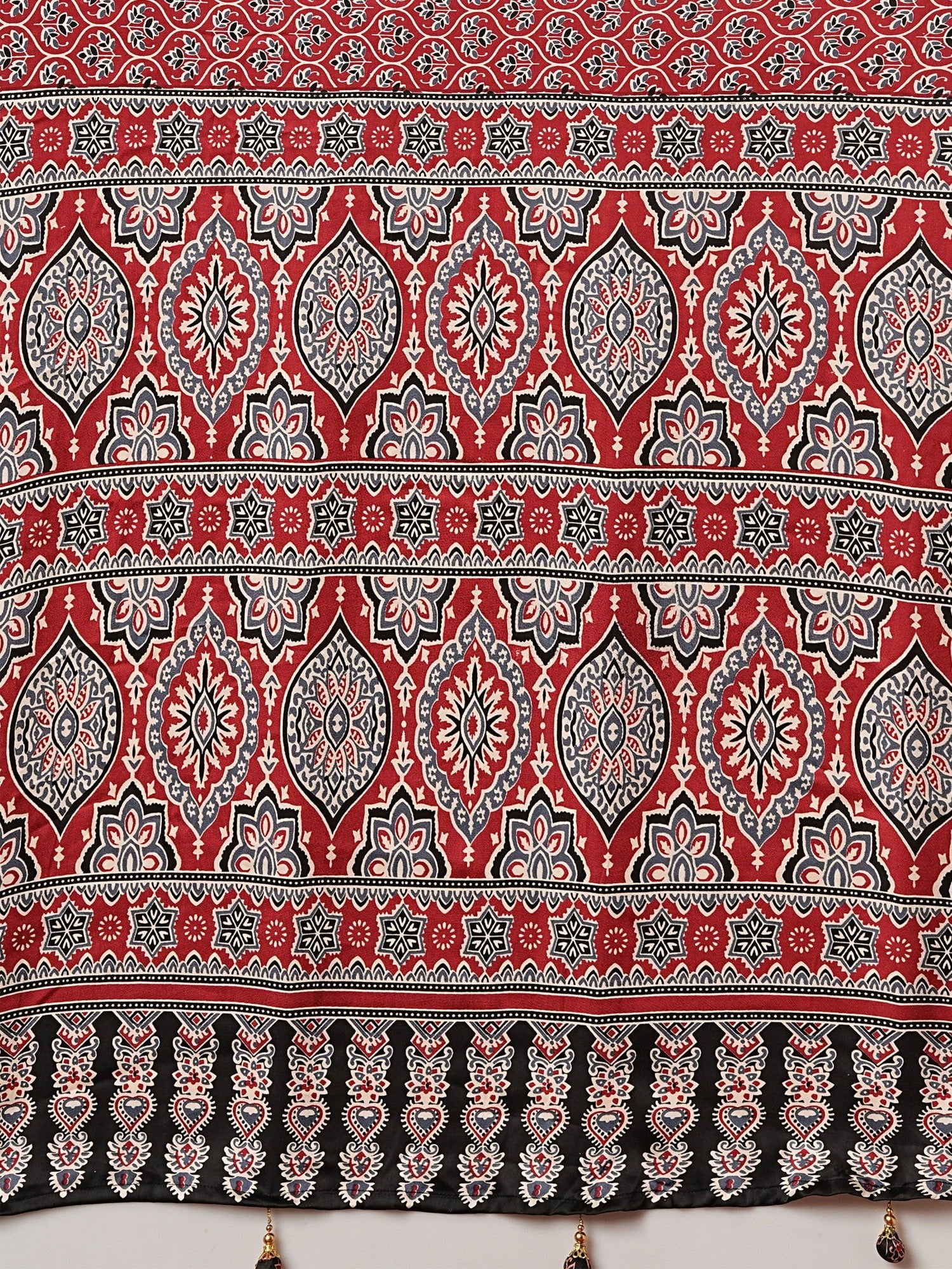 Crepe Maroon & Black Ajrakh Print - Ressa
