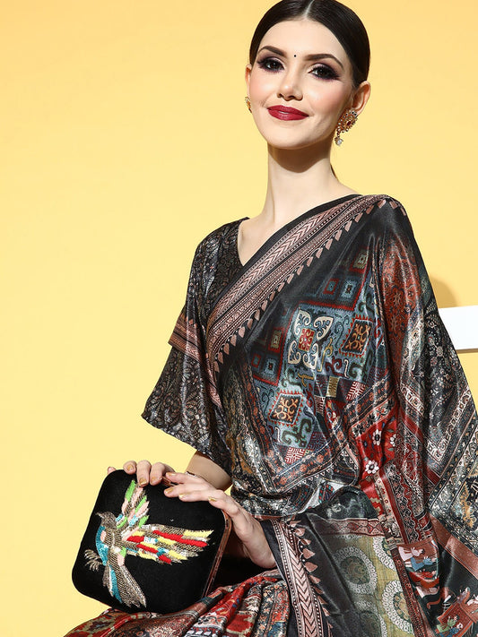 Crepe Multicolour Printed Saree - Ressa