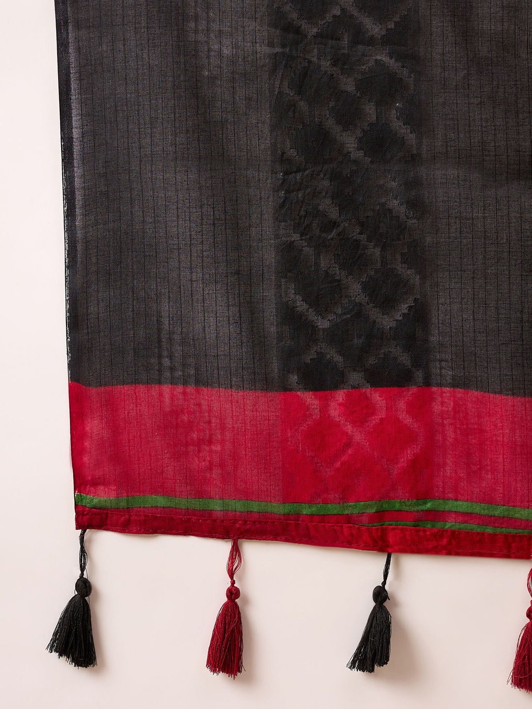 Crimson & Green Colour Block Cotton Saree - Ressa