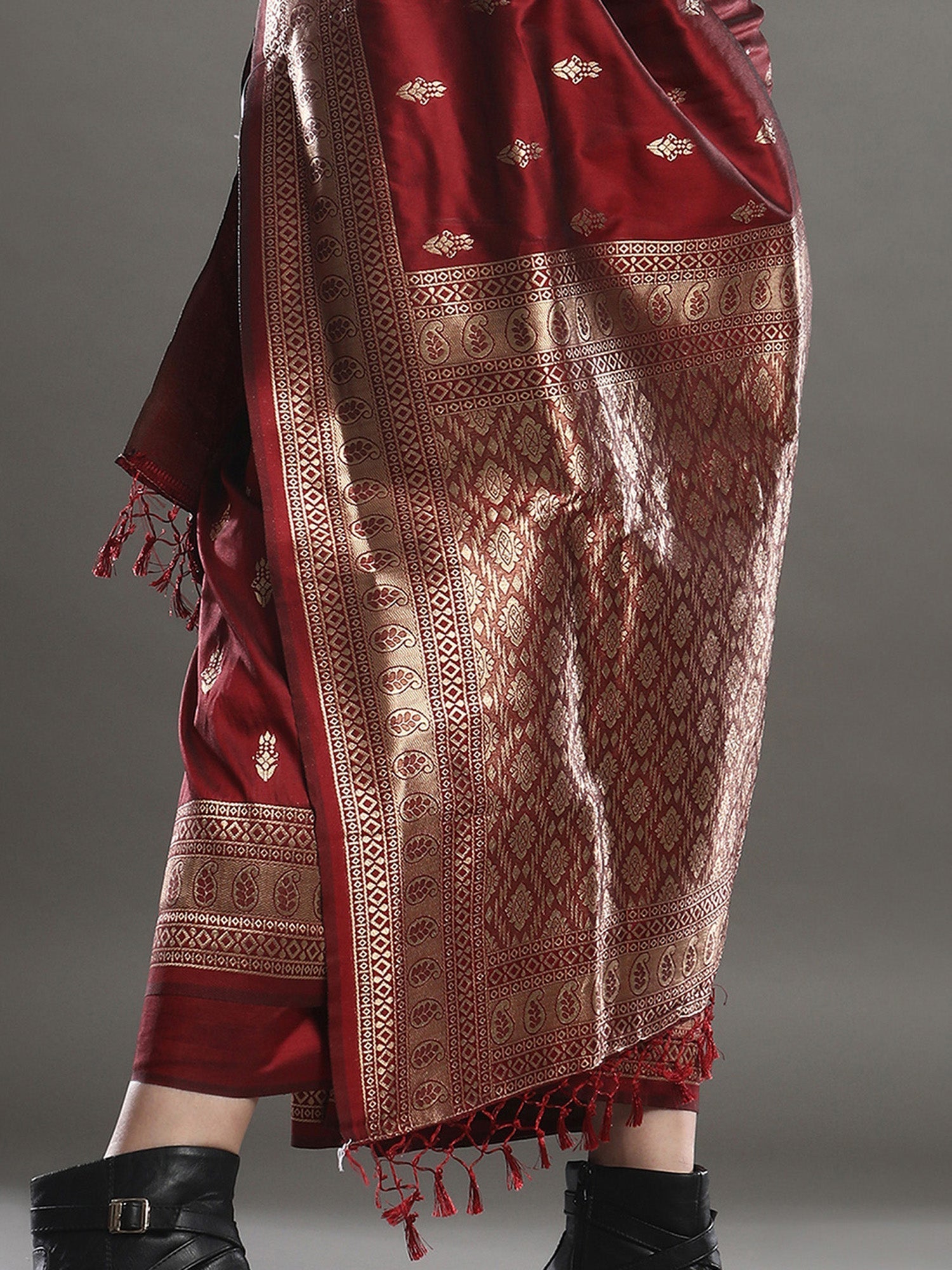 Crimson-Maroon Banarasi Silk Saree - Ressa